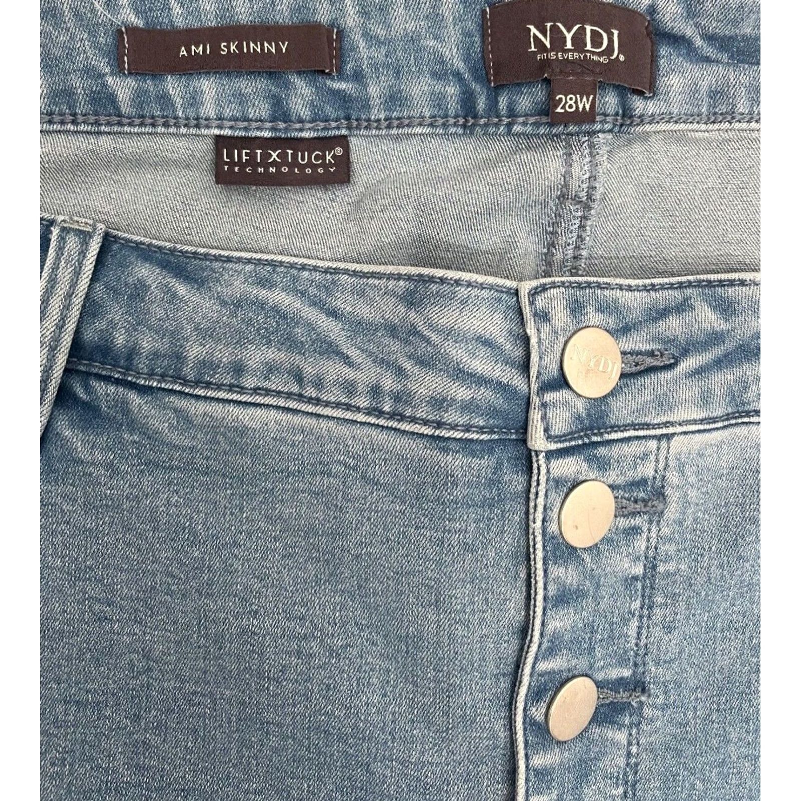 NYDJ NYDJ Jeans Women's 28W Light Blue Ami Skinny Ankle Exposed Button Fly Stretch Sequin? Size 28" / US 6 / IT 42 - 4 Thumbnail