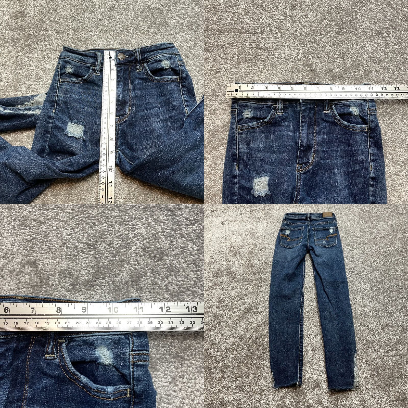 American Eagle Outfitters American Eagle Jeans Womens 00 Short Blue Jegging Distressed Next Level Stretch Size 40" / US 18 - 8 Thumbnail