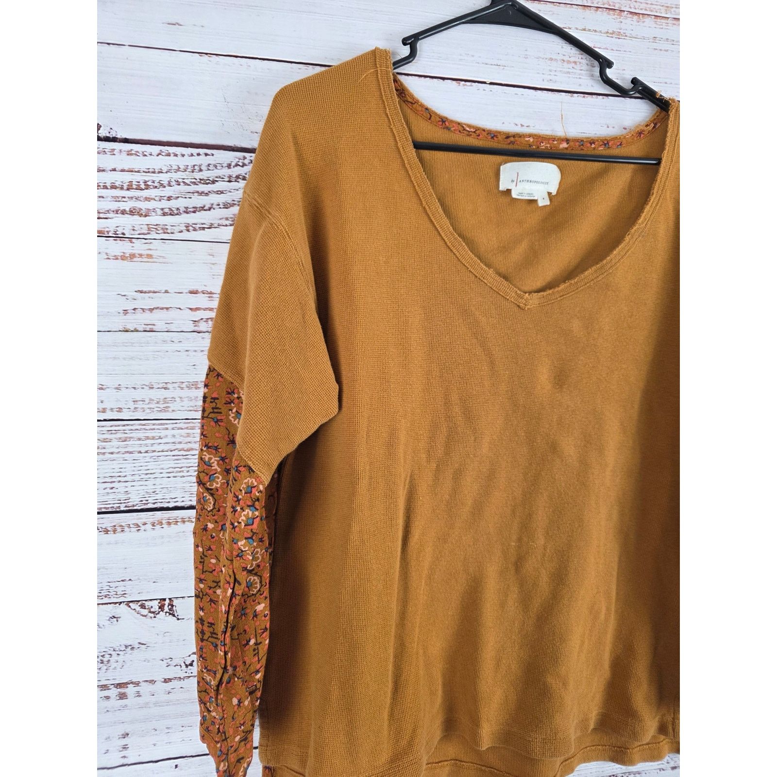 Anthropologie Anthropologie Long Sleeve Boho Top S Womens V Neck Brown Size XS / US 0-2 / IT 36-38 - 2 Thumbnail