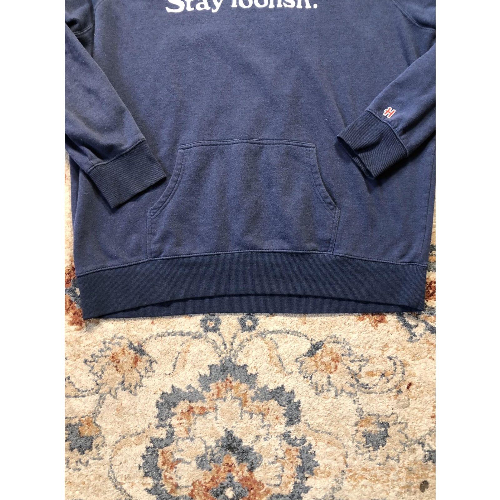 Vintage Homage Hoodie Sweatshirt Mens 3XL Blue Stay Hungry Stay Foolish Pullover Raglan Hooded Pockets Graphic Print Fleece Size US XXL / EU 58 / 5 - 5 Thumbnail