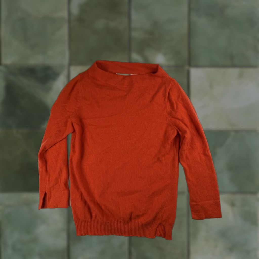 Anthropologie Anthropologie Sweater Women's S 100% Cashmere Orange Boat Neck 3/4 Sleeve Pullover Size S / US 4 / IT 40 - 1 Thumbnail