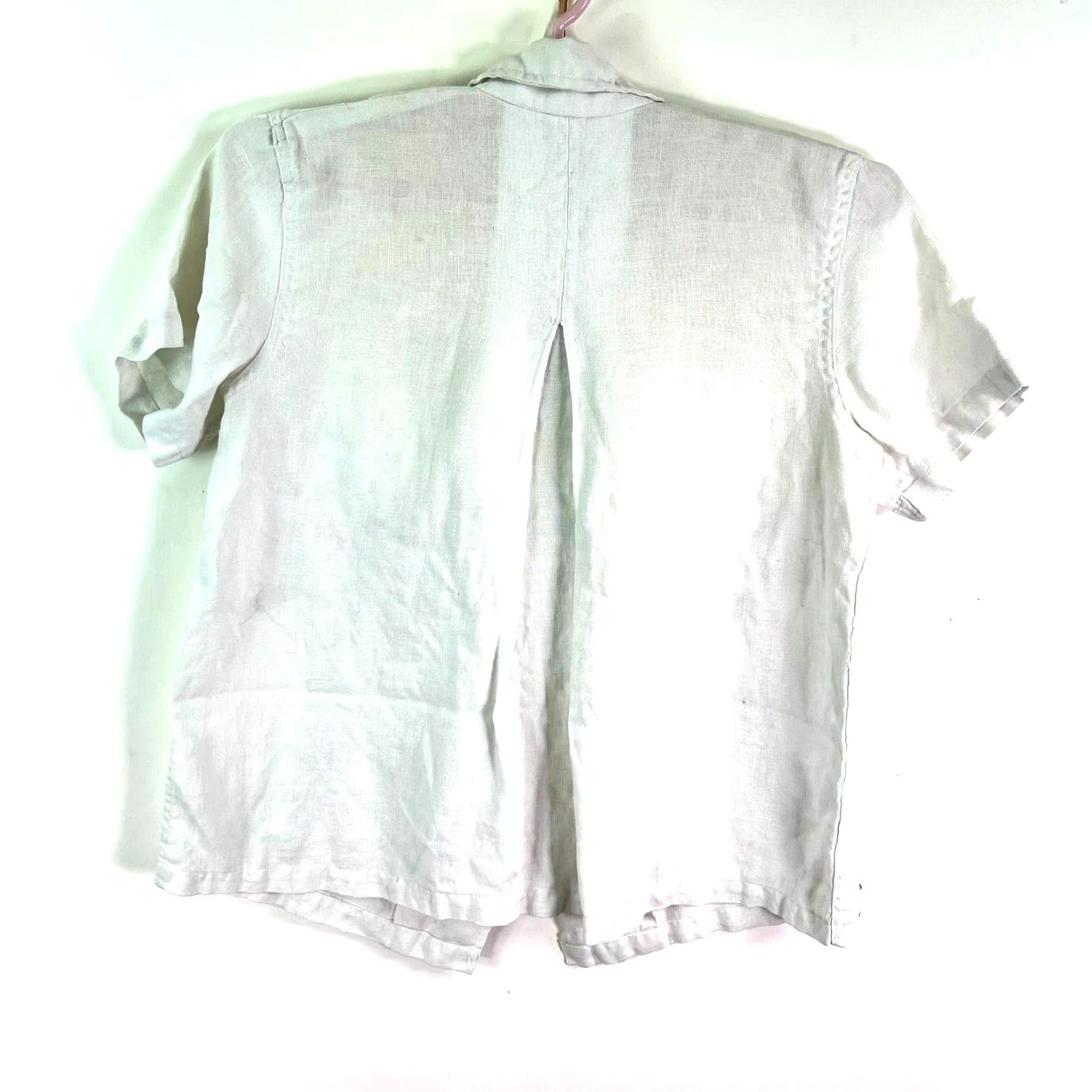 Vintage VINTAGE Handmade Barbados White Linen Embroidered Short Sleeve Button-Up Shirt Size L Relaxed Fit Island Life Womens Size 36" / US 14 / IT 50 - 6 Thumbnail