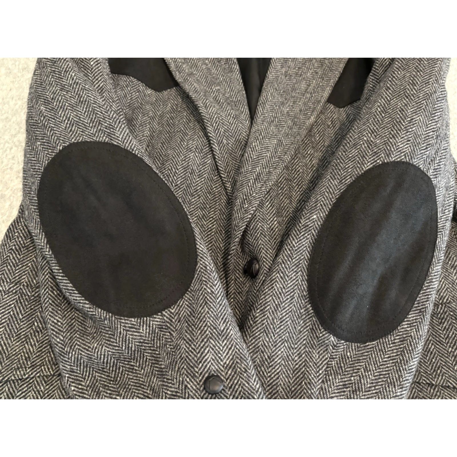 Pendleton Pendleton Wool Tweed Jacket Sport Coat Gray Black 44 Mens Western 2 Button Elbow Patch Blazer Size 44 Wool Blazer Size 44R - 6 Thumbnail