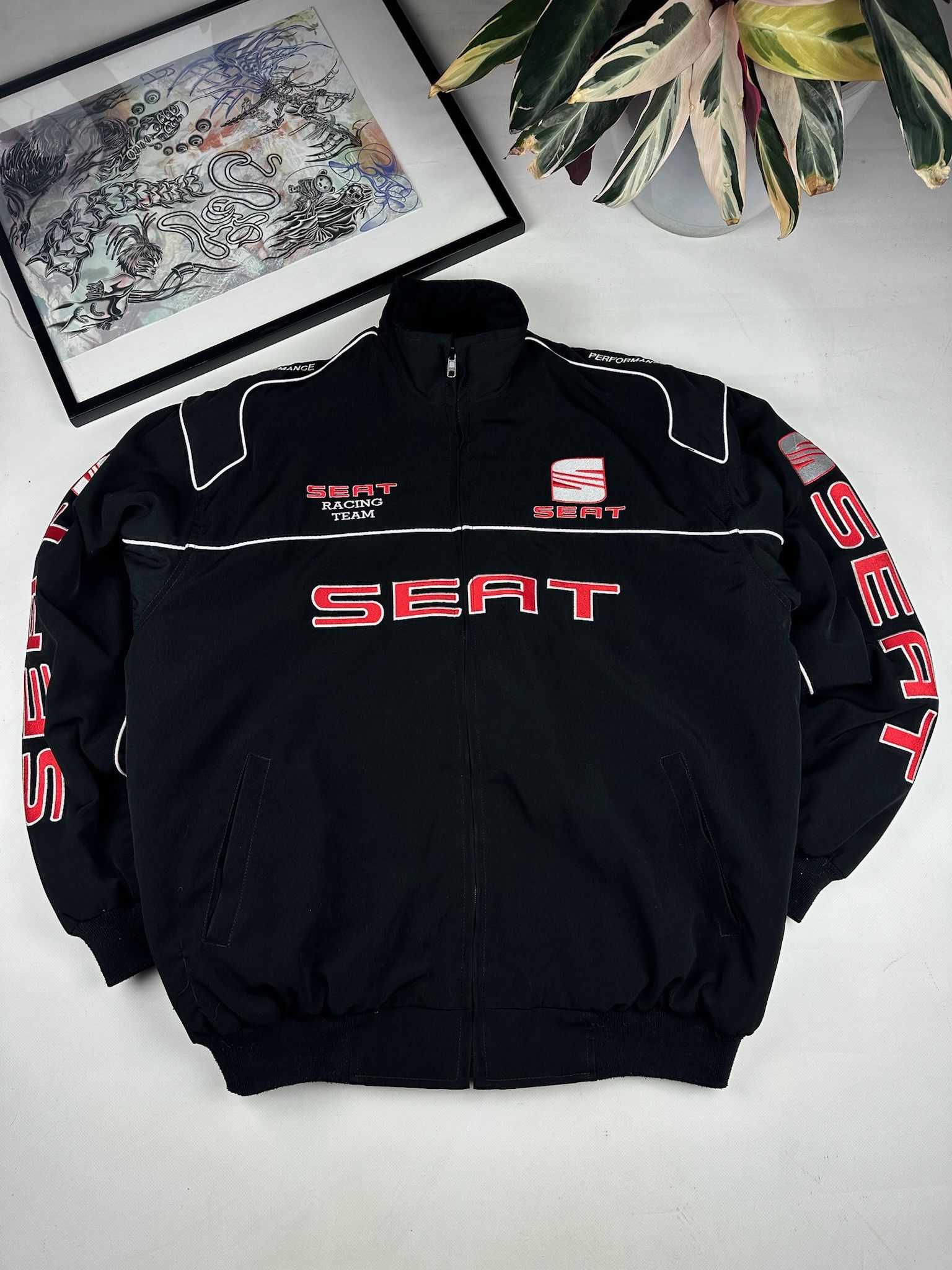 NASCAR SEAT Vintage Bomber Jacket 90s Rare F1 Nascar Streetwear Size US XL / EU 56 / 4 - 1 Thumbnail