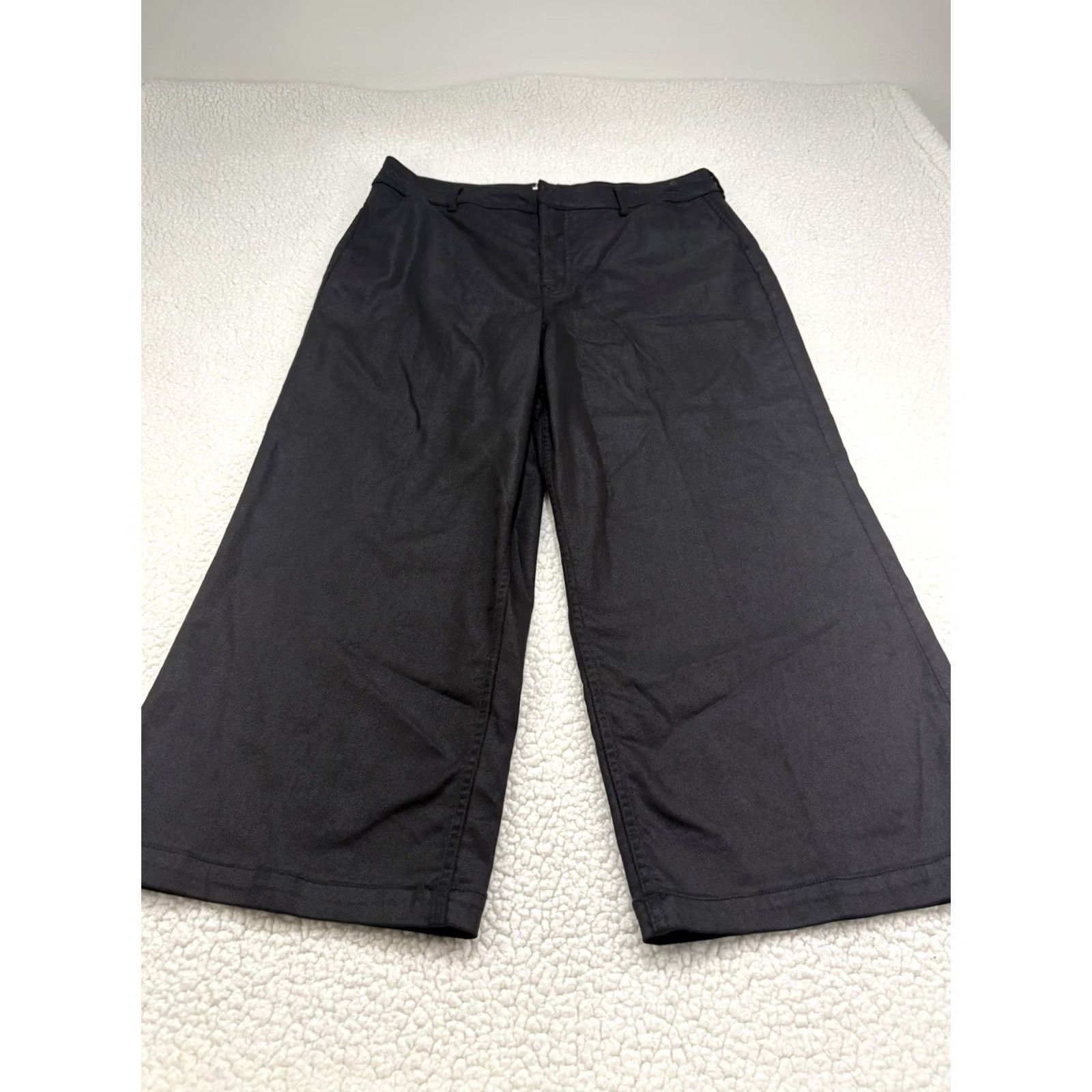 Vintage Dear John Jeans Womens Wide-Leg Black 33 High Rise Cropped Stretch Denim Cotton Blend Spandex Pocket 80s 90s Classic Modern Size 24" / US 00 / IT 34 - 3 Thumbnail