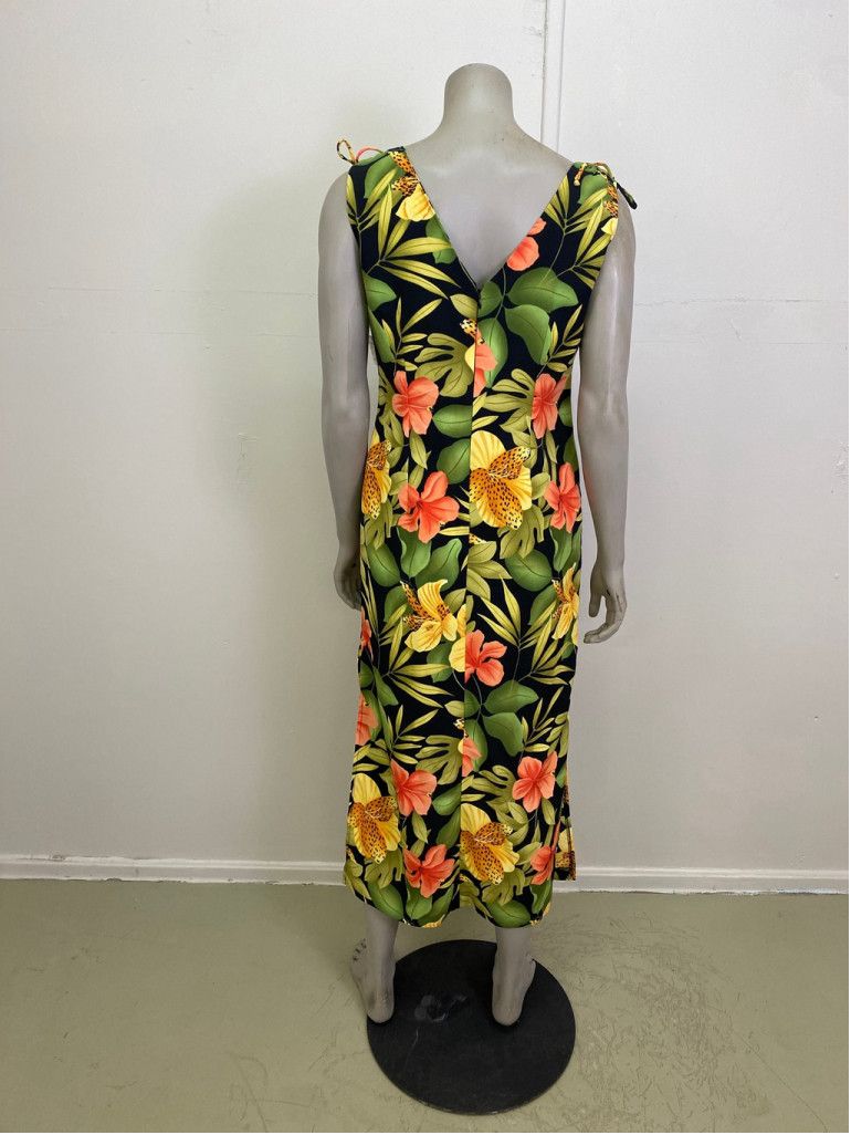 Vintage 1990’s Tropical Print Maxi Resort Wear Dress Size M / US 6-8 / IT 42-44 - 3 Thumbnail