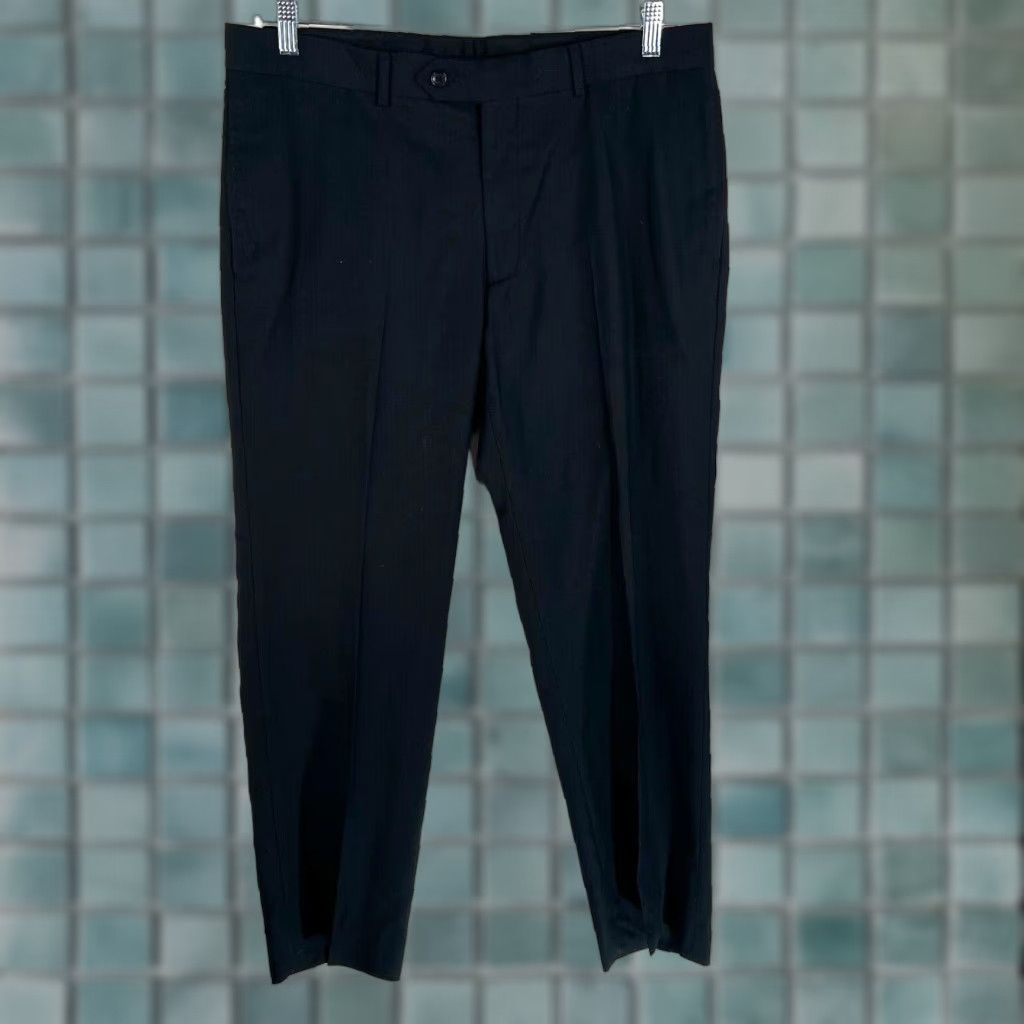 Pronto Uomo Pronto Uomo Dress Pants Mens Black Flat Front Slim Leg 35X34 Straight 30 Inseam Formal Business Size US 35 - 1 Thumbnail