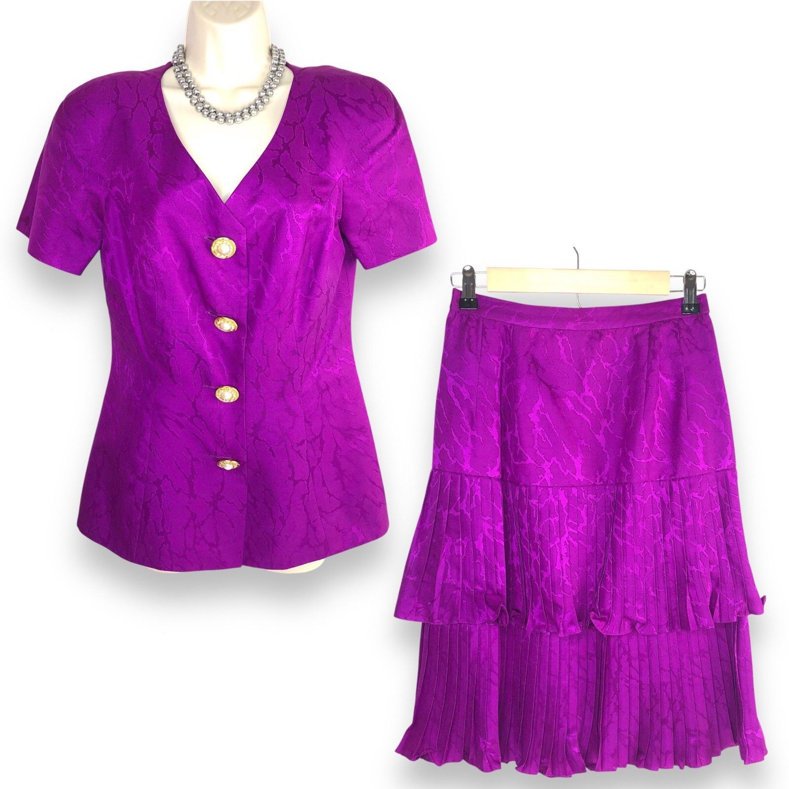 Other Rimini Saks Fifth Avenue Purple Evening Top Skirt Suits Sz 6 Size M / US 6-8 / IT 42-44 - 2 Thumbnail