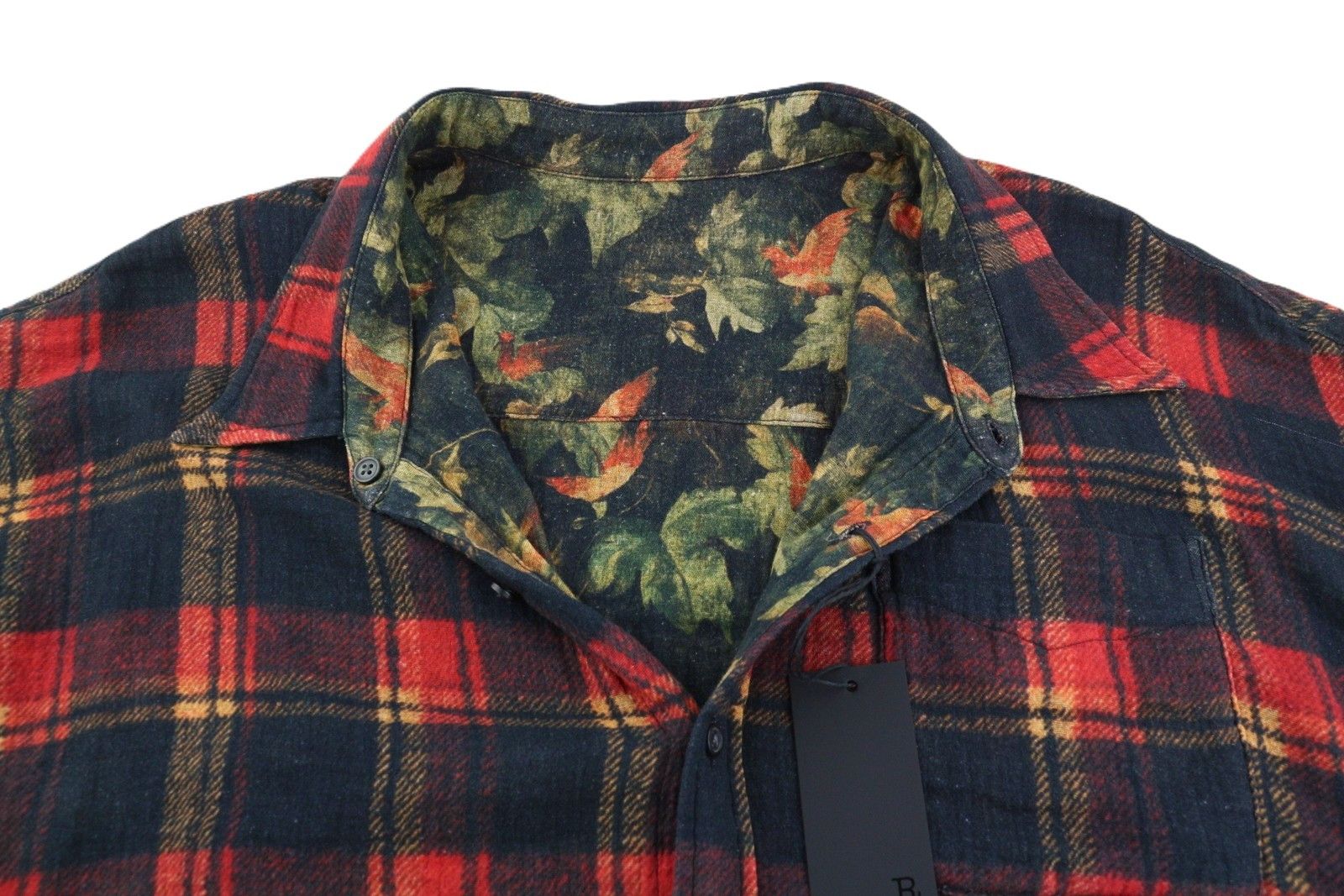 R13 REVERSIBLE DROP NECK S Red Plaid With Leaf Camo 86561 Size S / US 4 / IT 40 - 6 Thumbnail