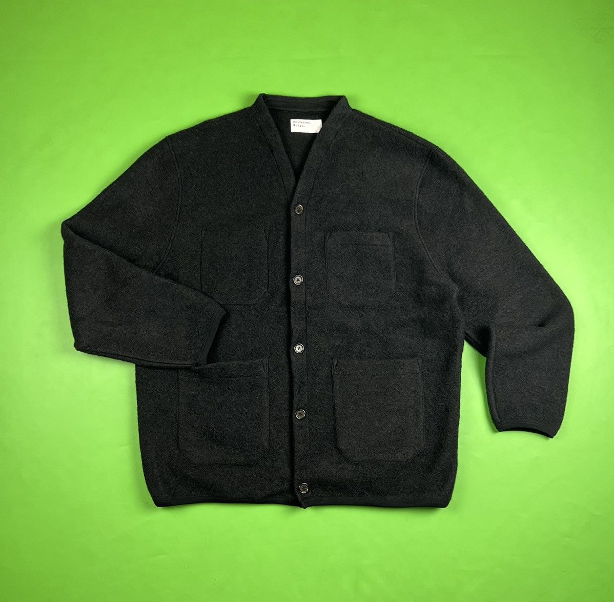 image of Universal Works Wool Blend Workwear Cardigan / Jacket in Black, Men's (Size XL)