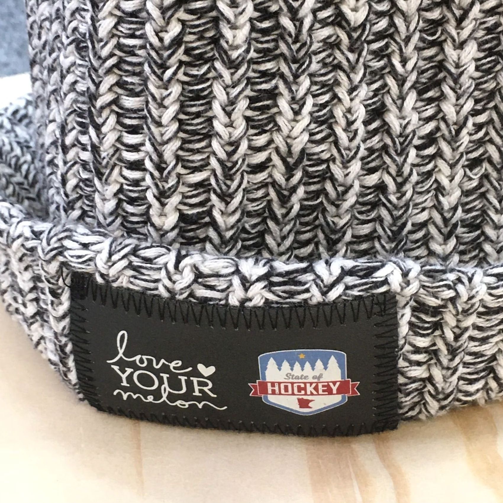 Vintage Love Your Melon Beanie Hat Winter Cuffed Mens Black White OS Embroidered Logo Size ONE SIZE - 3 Thumbnail