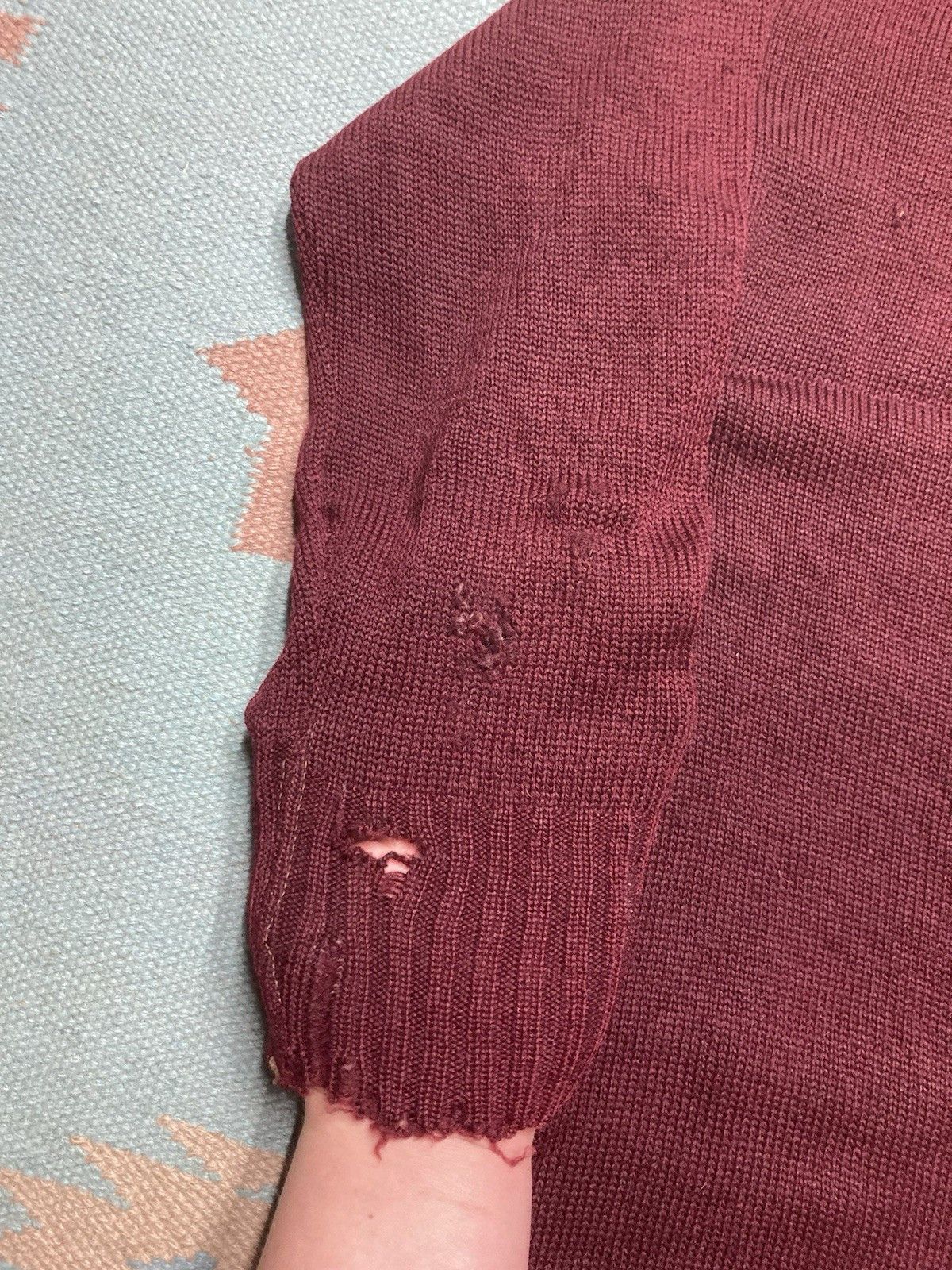 Vintage 1950s wool cardigan sweater button front maroon distressed M Size US M / EU 48-50 / 2 - 7 Thumbnail
