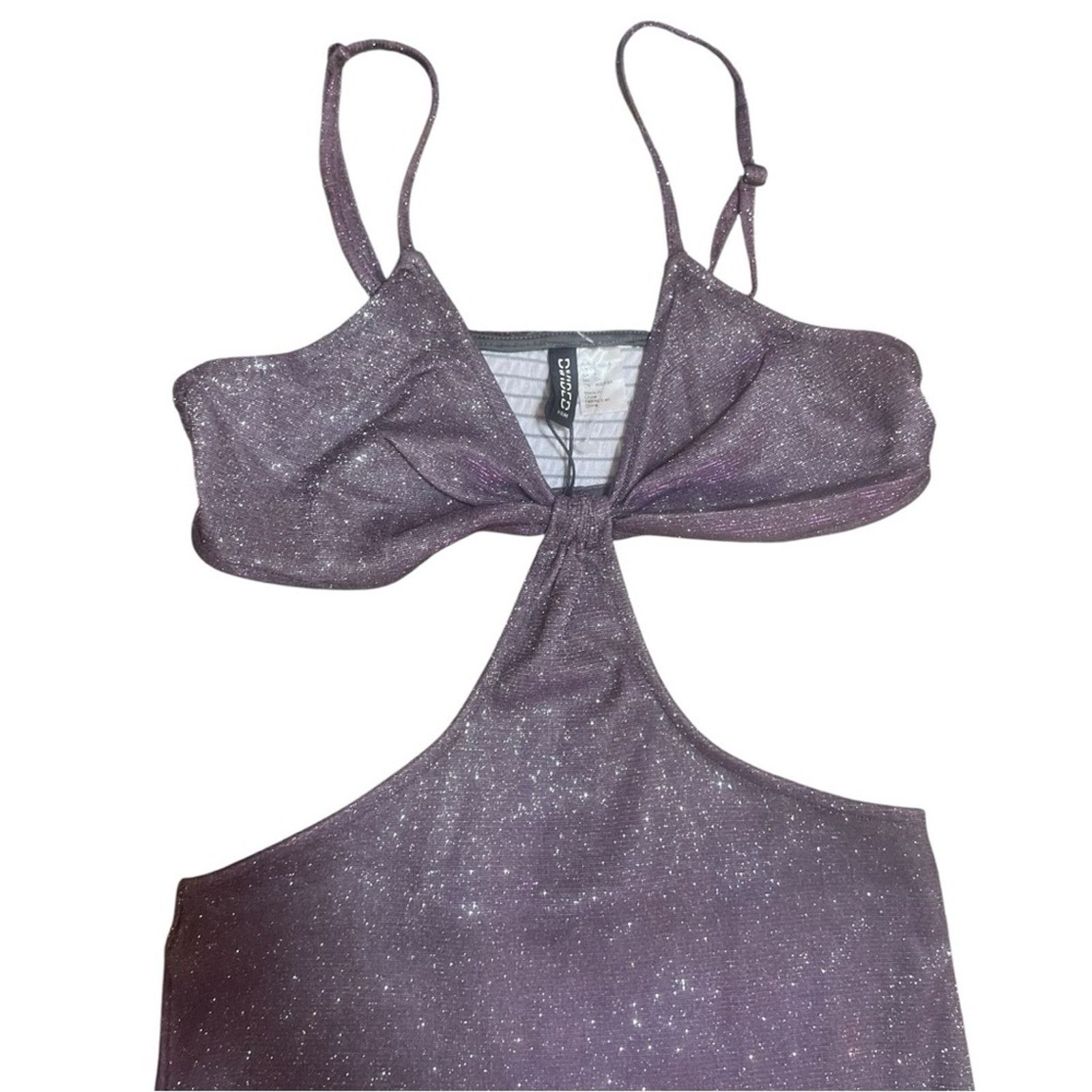H&M NWOT H&M Divided Purple/Gray Glitter Cut Out Midi Dress Size S / US 4 / IT 40 - 3 Thumbnail