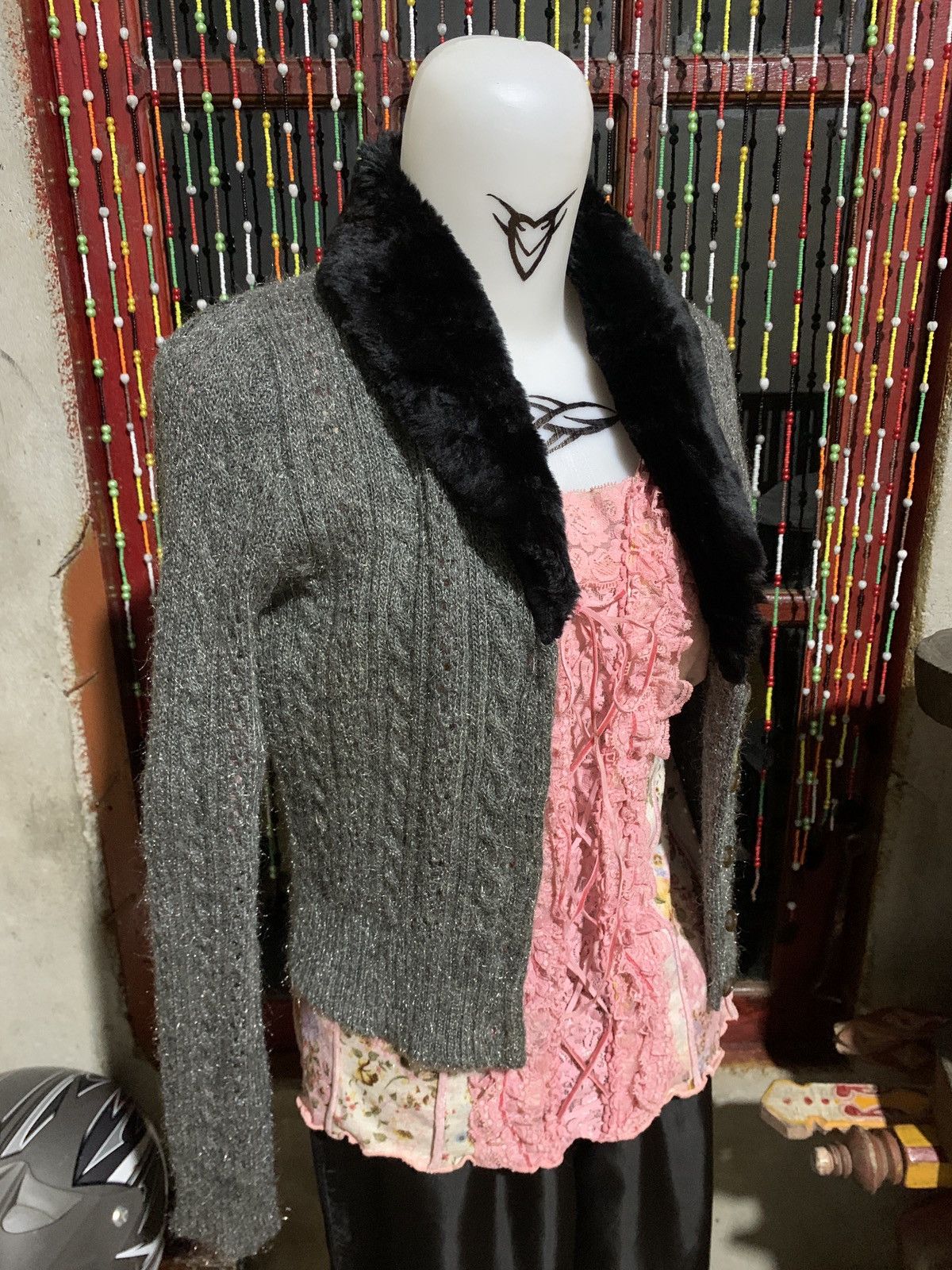 If Six Was Nine × Japanese Brand × Le Grande Bleu (L.G.B.) 2000s Cozzi Japan Avant Garde Fur Mohair Knitwear Cardigan Size S / US 4 / IT 40 - 2 Thumbnail