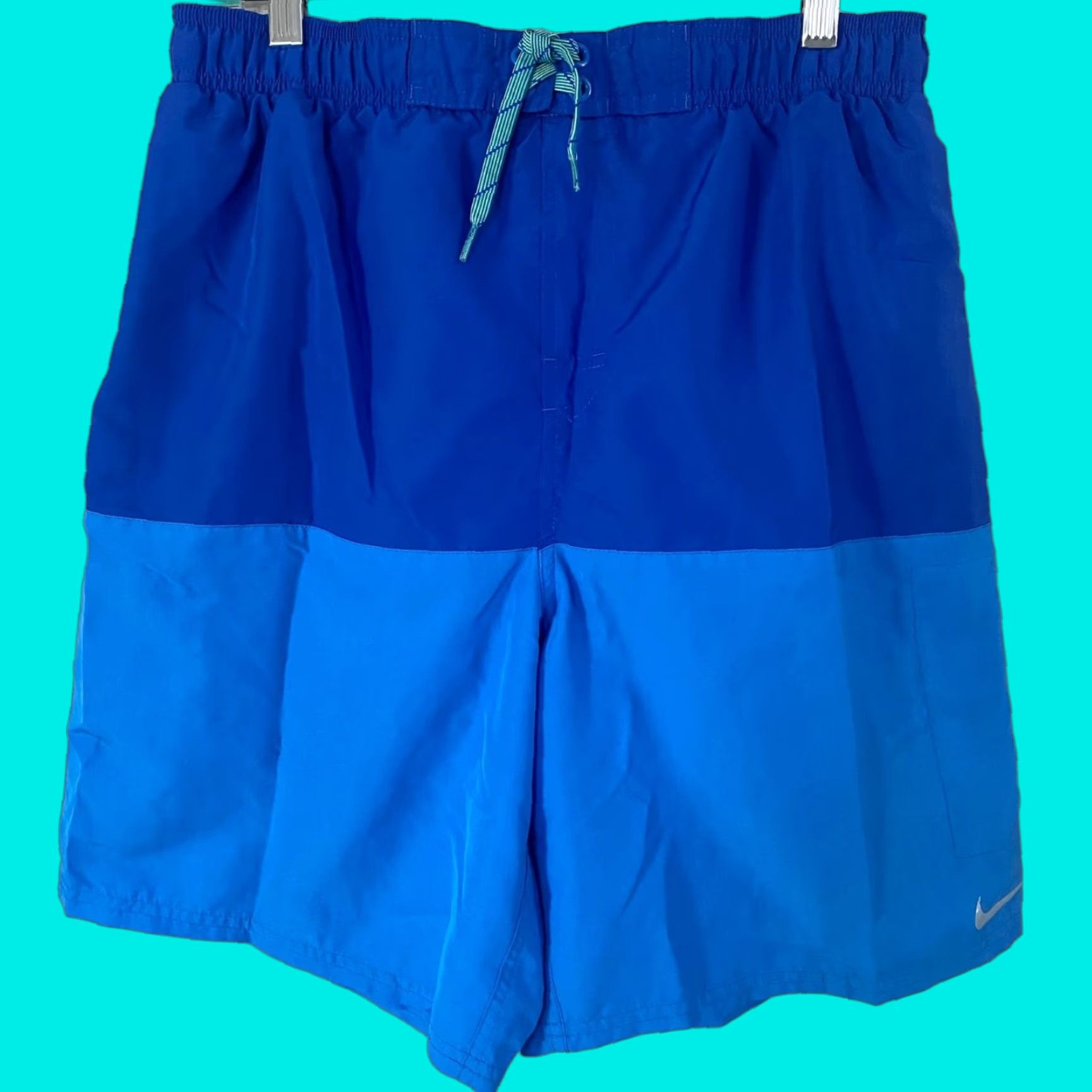 Nike Nike Two Tone Blue Color Block Swim Trunks Shorts Men's L Beach Surf Trunks Size US 33 - 1 Thumbnail