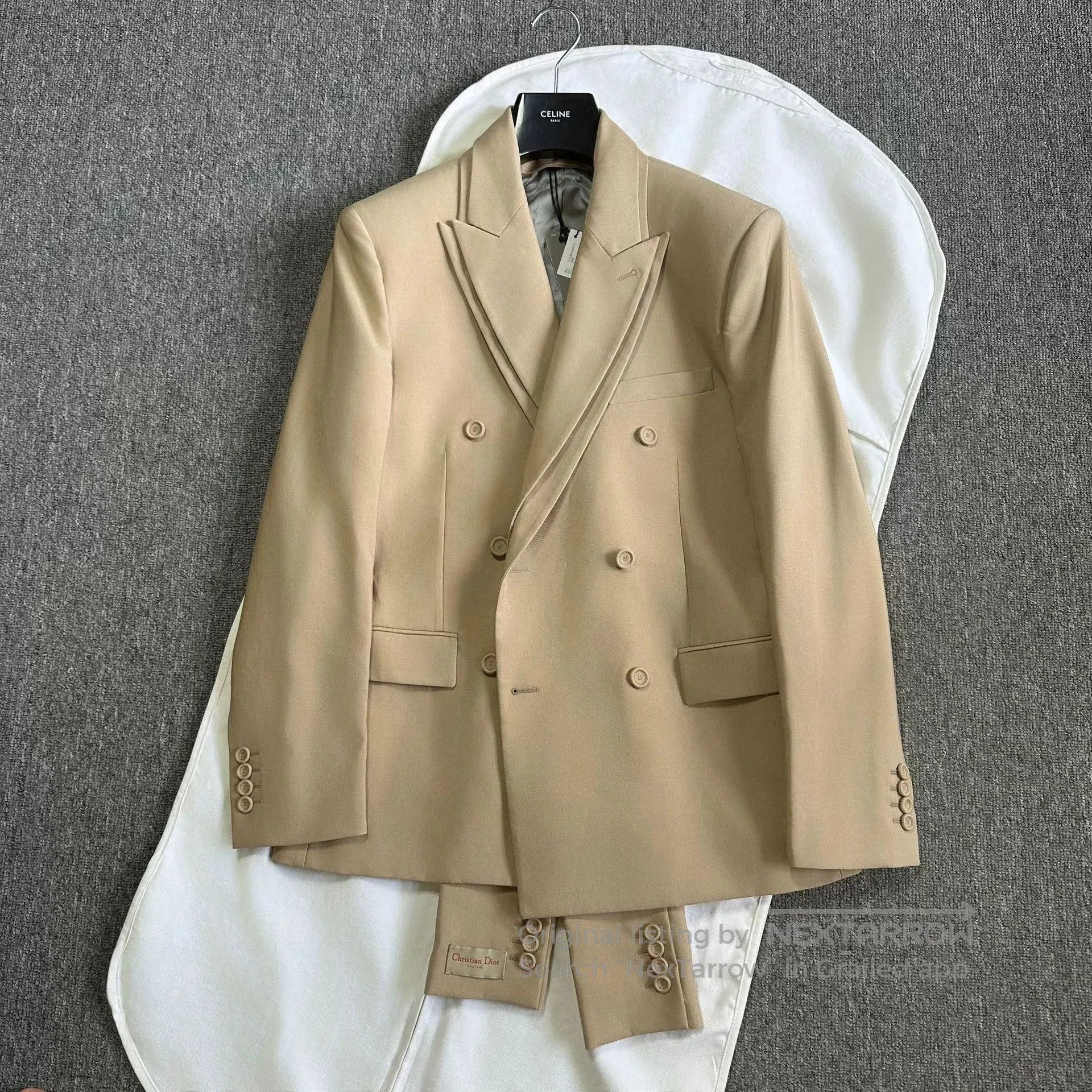 Dior Man Khaki Double Layer Collar Blazer.