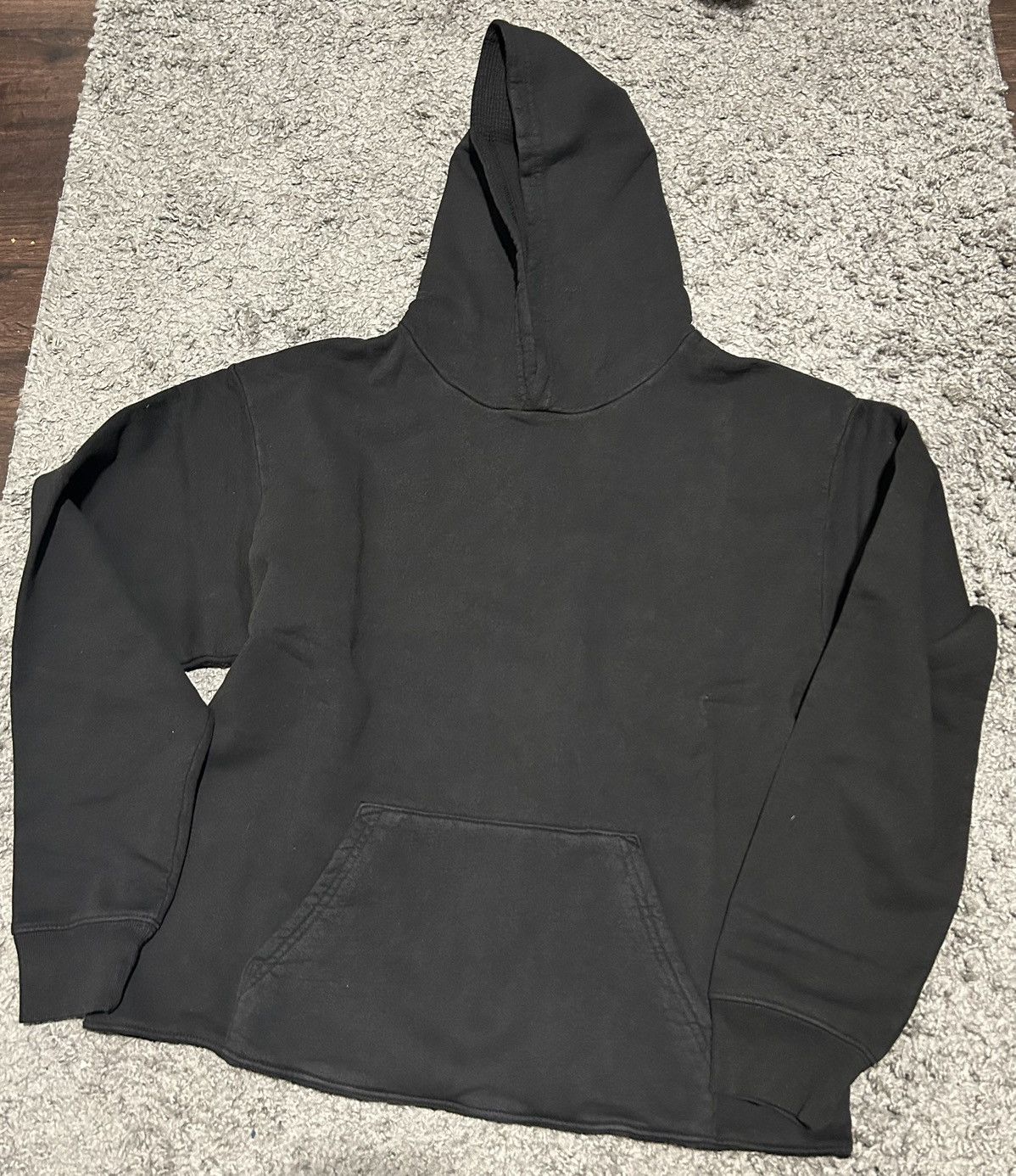 image of Strawberry Brand Black Waffle Hoodie, Men's (Size Medium)