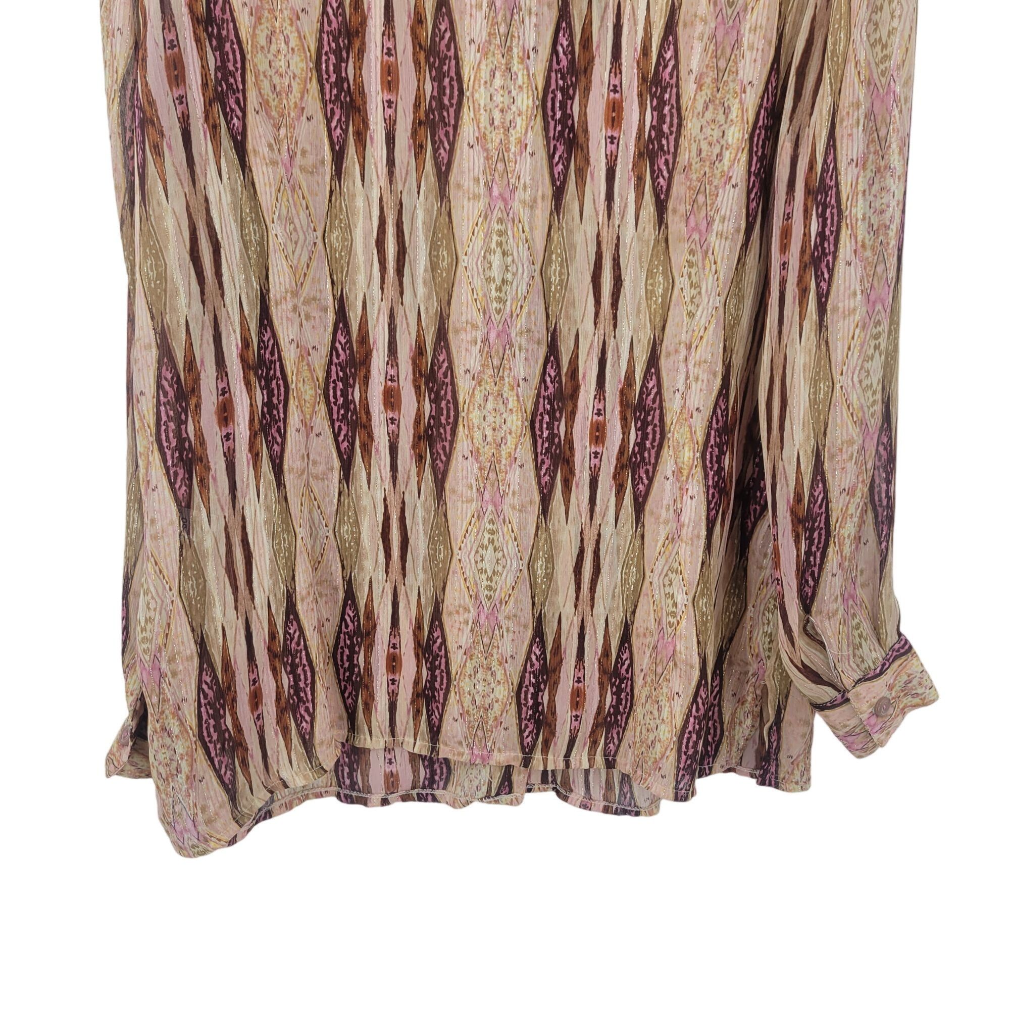 Vintage Vintage 70s Sheer Button Down Blouse XL Pink Streaked Groovy Size XL / US 12-14 / IT 48-50 - 10 Thumbnail
