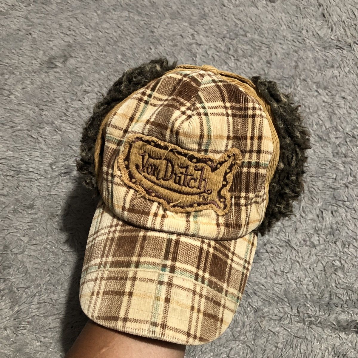 Vintage × Von Dutch 🔥last price🔥 VON DUTCH FAUX FUR CORDUROY CAP Size ONE SIZE - 1 Thumbnail