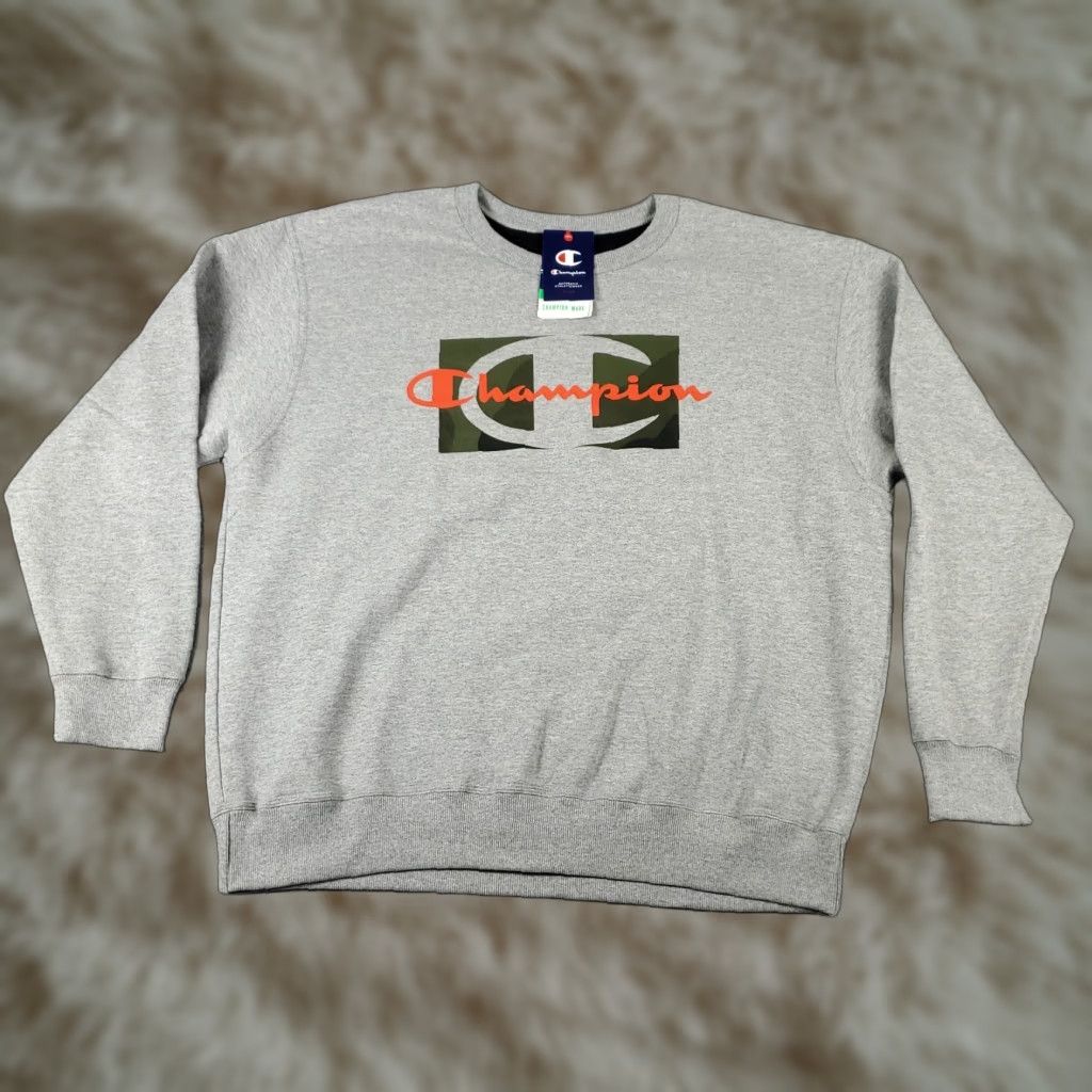 Champion VINTAGE Champion Sweater Mens 2XL Gray Camouflage Logo Pullover Sweatshirt Casual All Seasons Size US XXL / EU 58 / 5 - 1 Thumbnail
