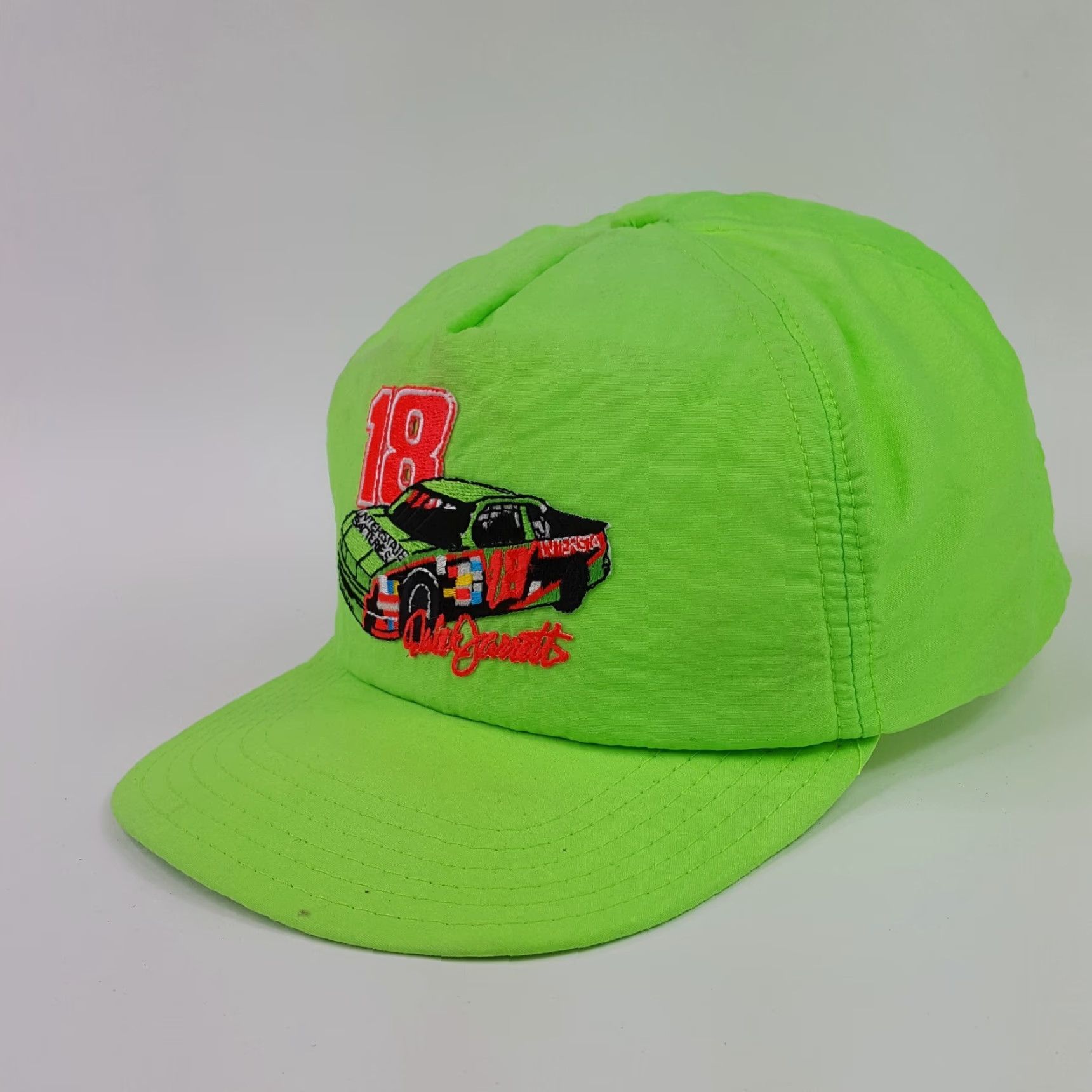 NASCAR VINTAGE NASCAR Dale Jarrett Neon Green USA Trucker Hat Snapback Cap Car, Adjustable, Embroidered, Lightweight, Breathable, Solid Green, Men Size ONE SIZE - 6 Thumbnail
