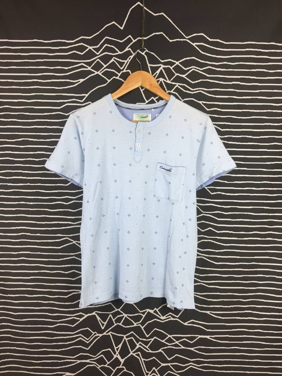 Vintage Vtg Crocodile Casual Light Blue Patterned Henley Tee Size US S / EU 44-46 / 1 - 2 Thumbnail