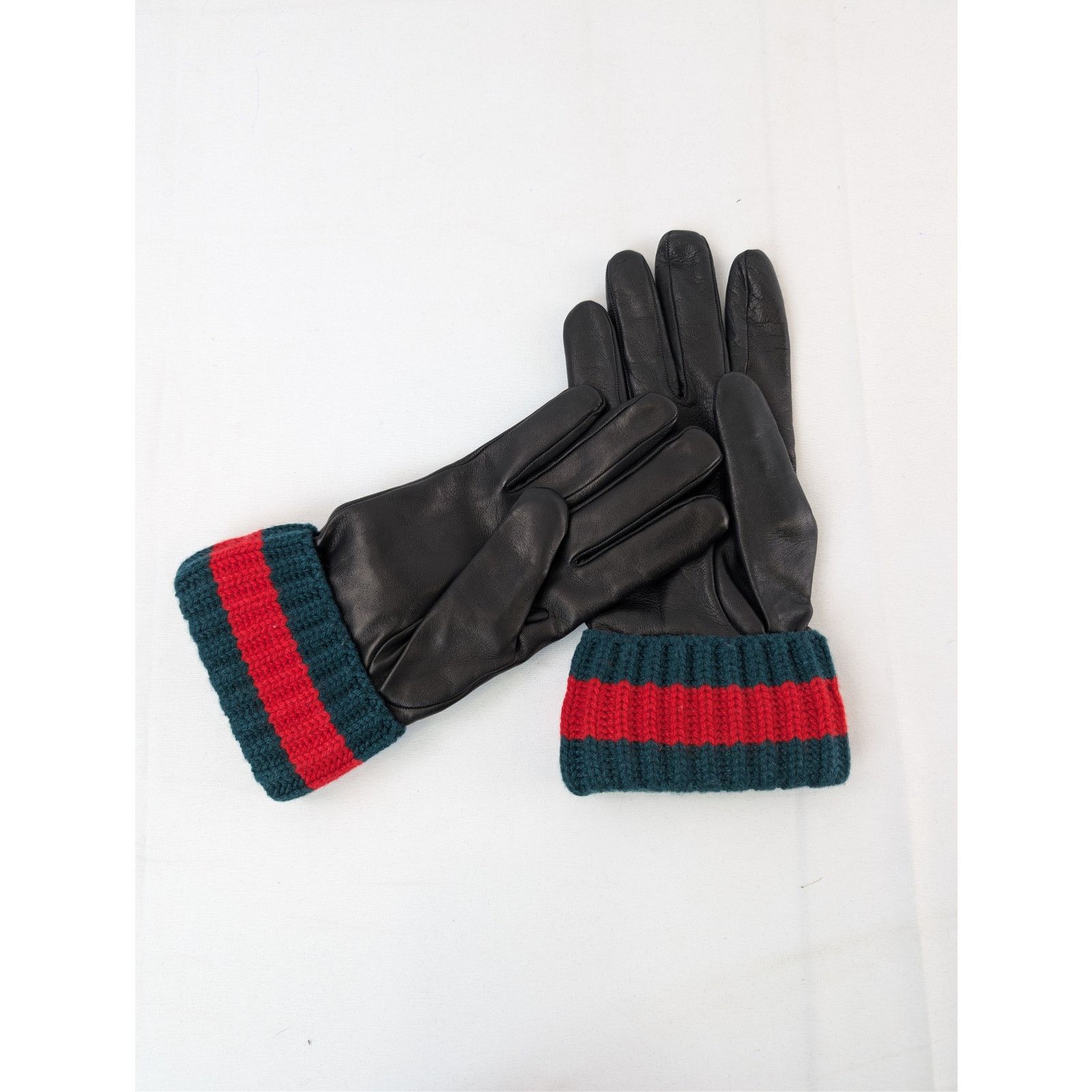 Gucci o1rshd1 Size: OS / Leather Ripped Cuff Gloves in Black Size ONE SIZE - 4 Thumbnail