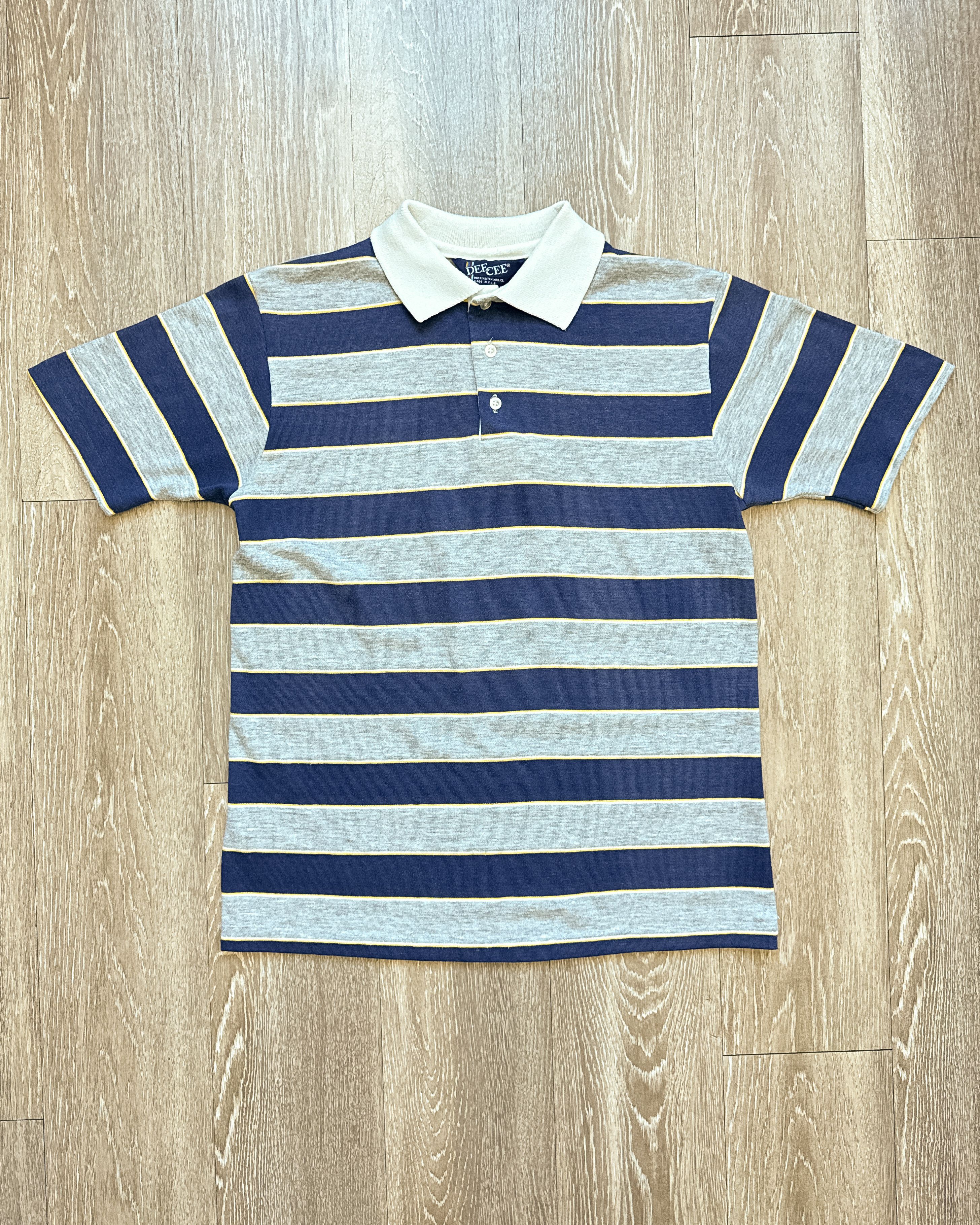 Vintage Vintage 80s Dee Cee Striped Polo Shirt Blue Gray Surf Style Size US M / EU 48-50 / 2 - 1 Thumbnail