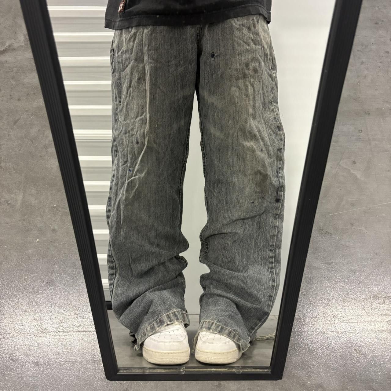 Indigo Crazy Vintage Y2K/2000s Super Baggy Wideleg Dark Blue Wash Grey Distressed Skater Style Streetwear Indigo Denim Jeans! Size US 34 / EU 50 - 1 Thumbnail