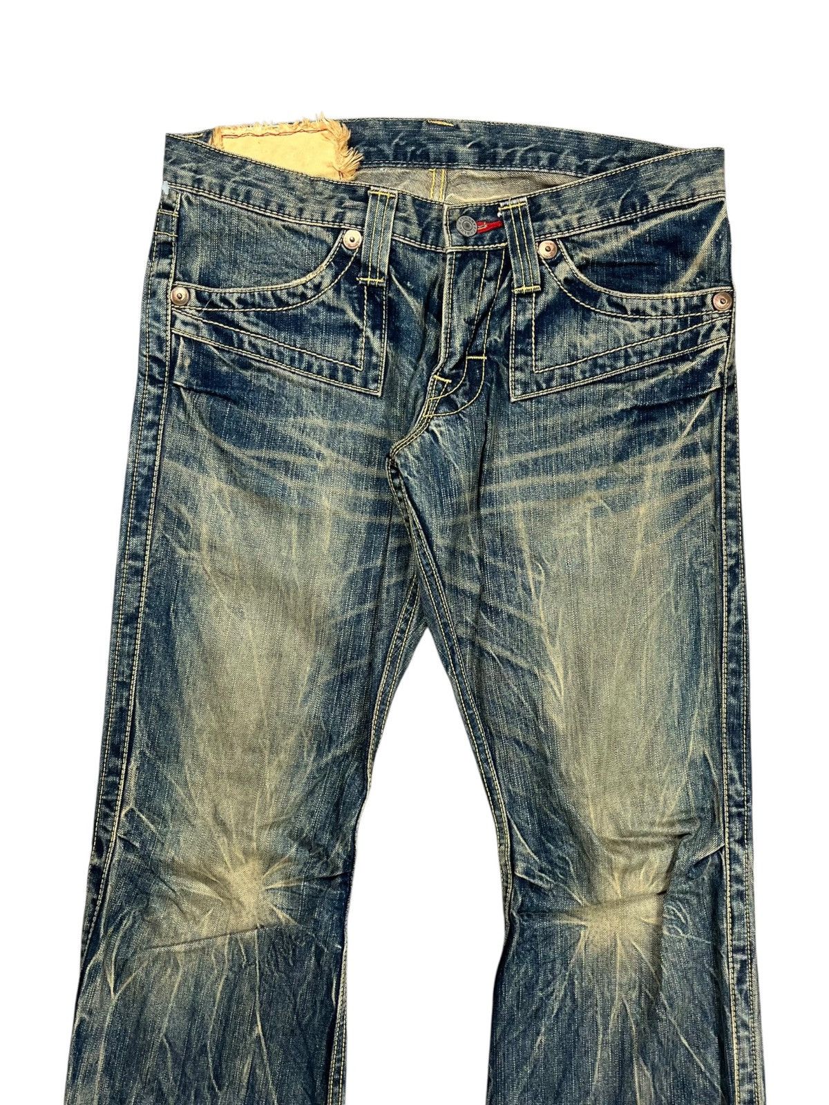 If Six Was Nine 2000s Blue Way - Mud Wash Flared Denim Size US 30 / EU 46 - 6 Thumbnail
