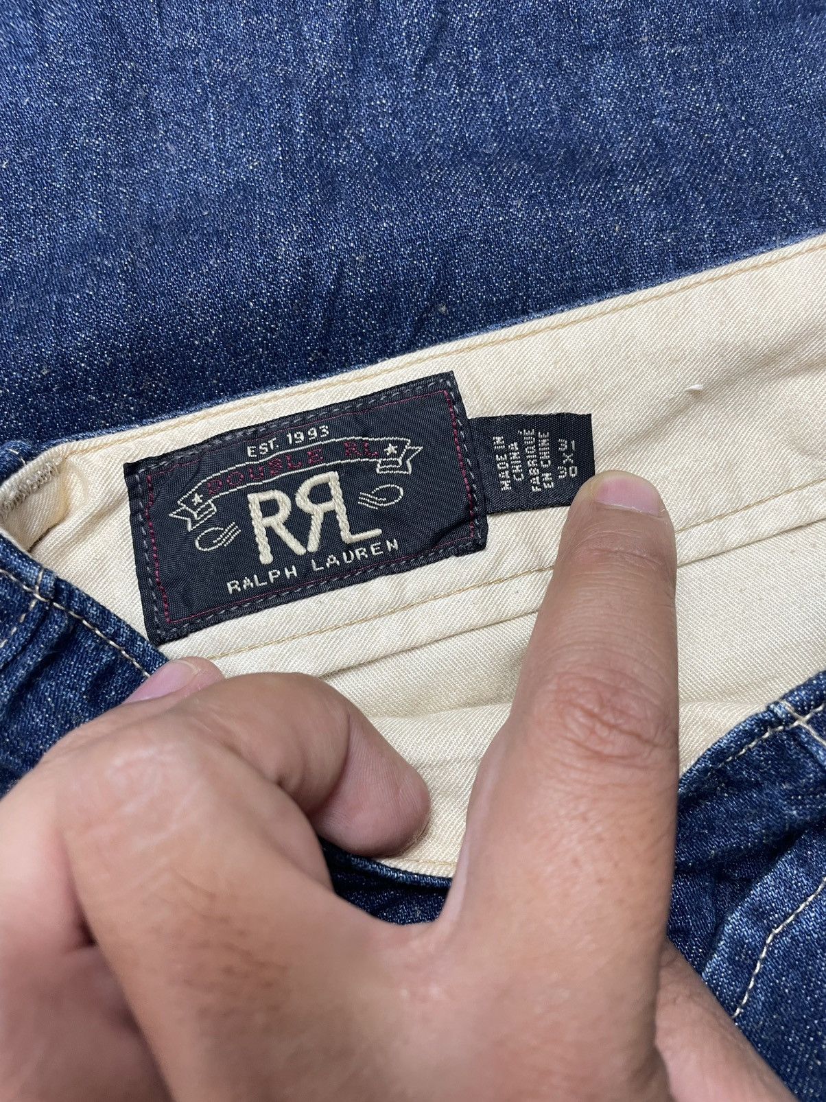 Double RL RRL Denim Indigo Linen Cotton Blend Trousers pants