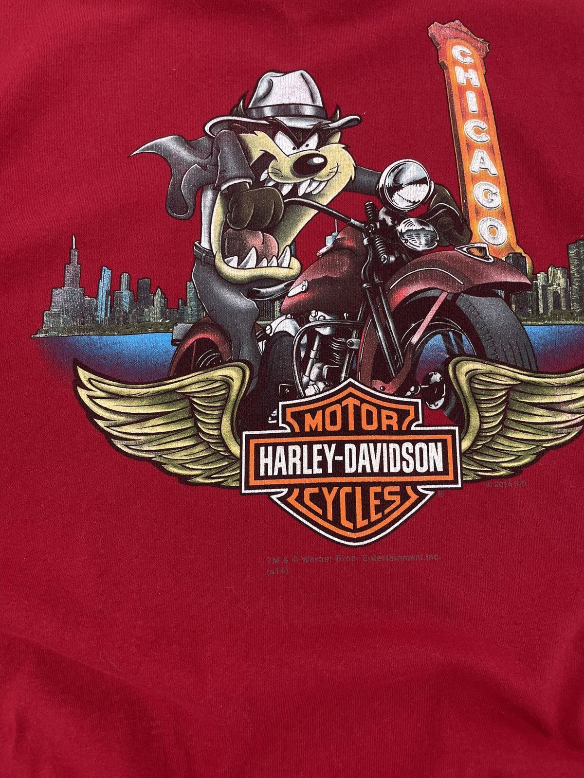 Harley Davidson × Vintage × Warner Bros Looney Tunes Taz Harley Davidson Chicago Tee Vintage Size US XL / EU 56 / 4 - 5 Thumbnail