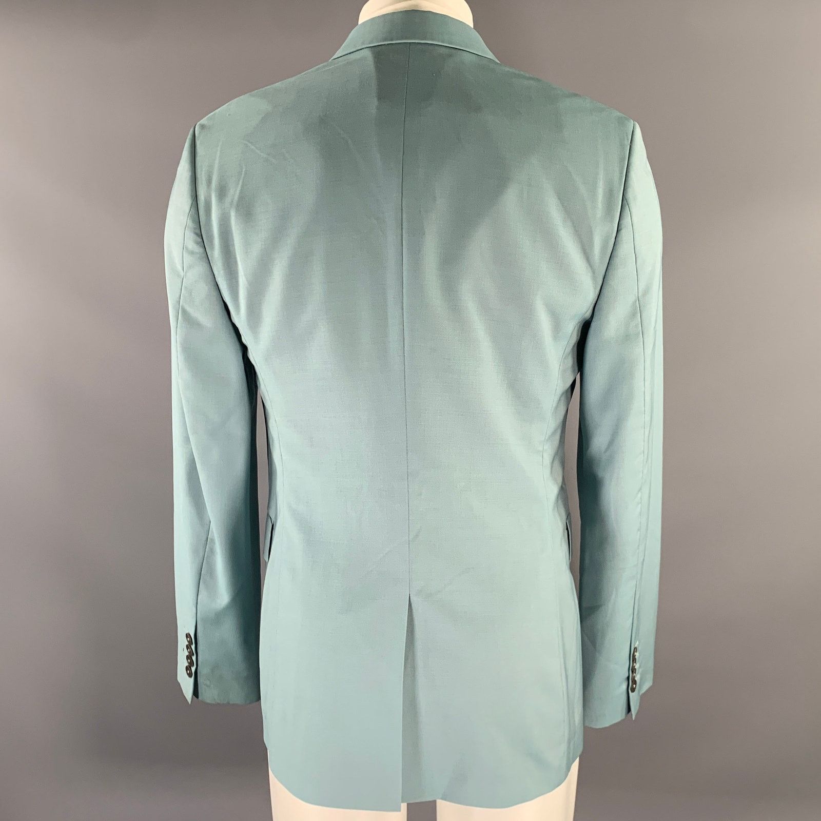 Paul Smith PS by PAUL SMITH Turquoise Wool Mohair Notch Lapel Coat Size 42R - 4 Thumbnail