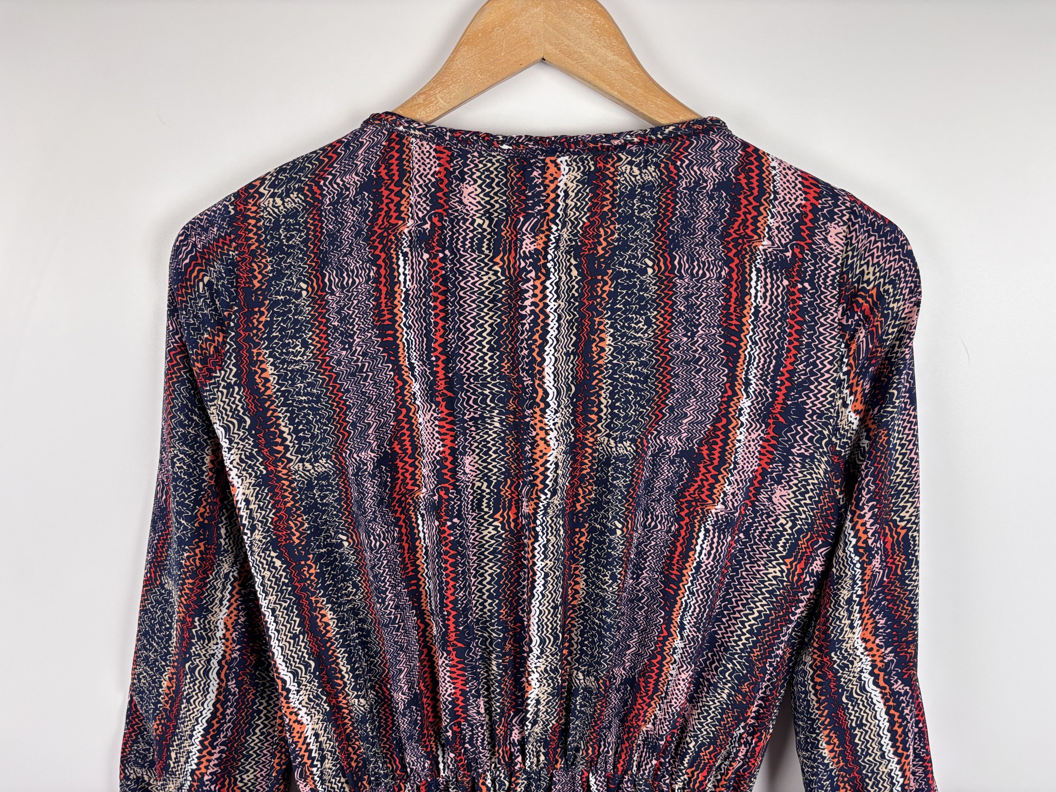 Sandro Sandro Silk Zigzag Pattern Long Sleeve Dress Elastic Waist 1 Size S / US 4 / IT 40 - 6 Thumbnail
