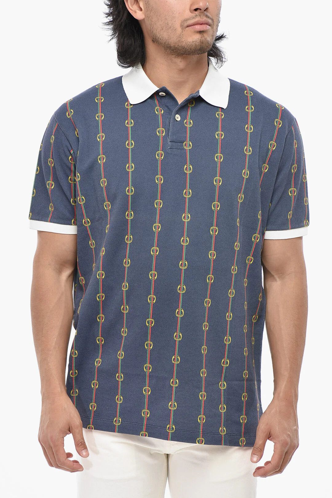 Gucci og1mm0426 Two-Button Polo Shirt in Blue Size US M / EU 48-50 / 2 - 1 Thumbnail