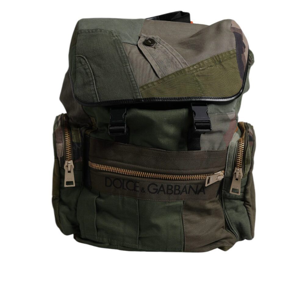 Dolce & Gabbana Dolce & Gabbana Military Green Patchwork Travel Backpack Bag Size ONE SIZE - 1 Thumbnail