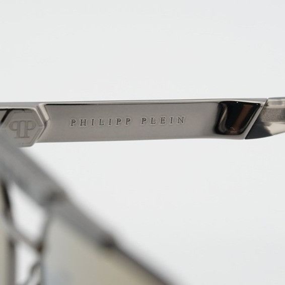 Philipp Plein Philipp Plein SPP073M 566G Sunglasses Grey Aviator Frame Size ONE SIZE - 4 Thumbnail