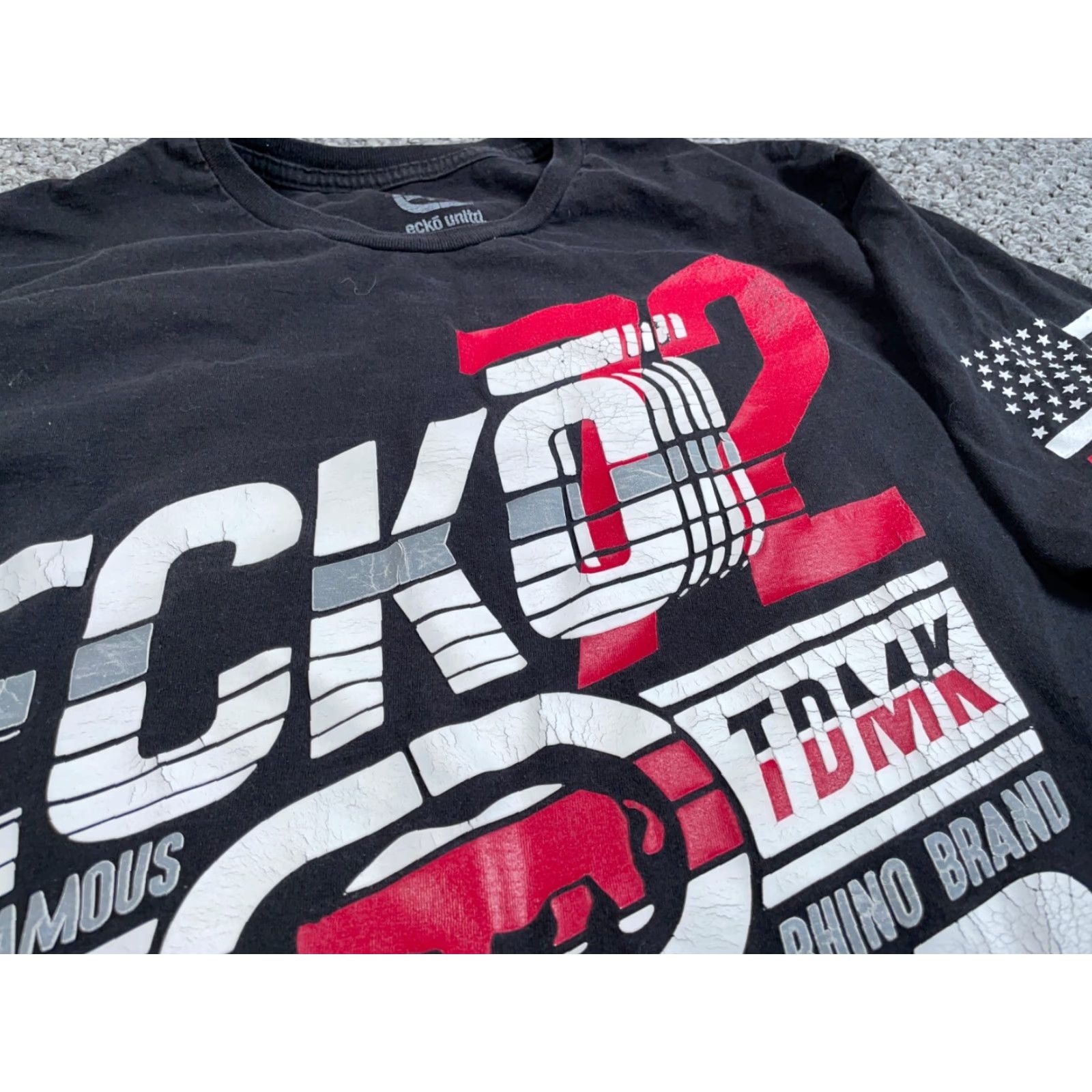 Ecko Unltd. Ecko Unltd Distressed Big Print T-Shirt Adult 2XB Black American Flag Streetwear Size US XXL / EU 58 / 5 - 6 Thumbnail