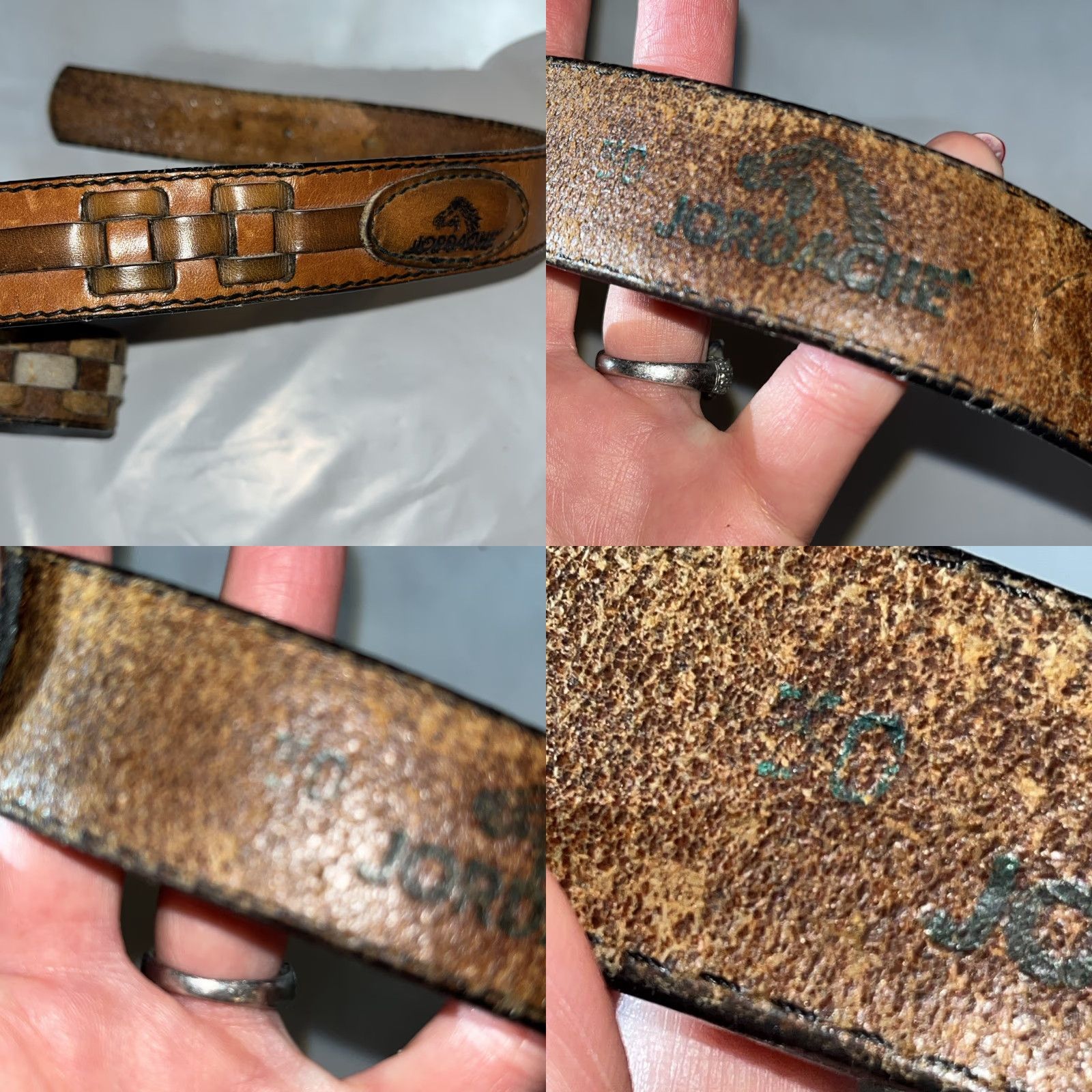 Jordache VINTAGE Jordache HORSE LOGO Brown Braided Leather Belt Sz 30 Solid Brass Buckle Womens Size ONE SIZE - 8 Thumbnail