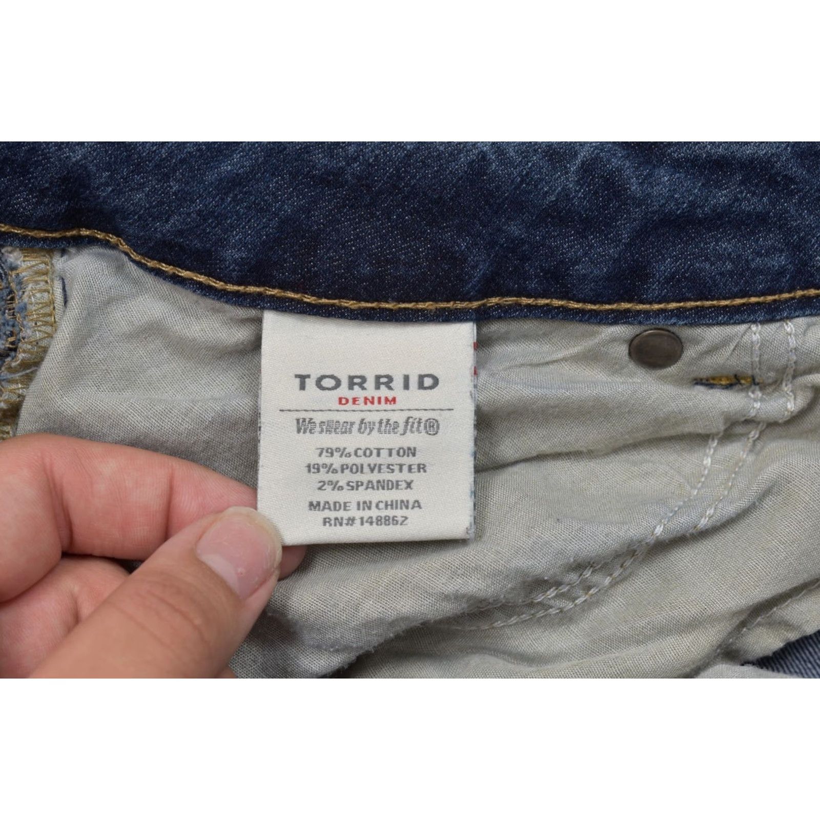 Torrid Torrid Denim Jeans Women 16R Dark Wash Slim Skinny Stretch 5-Pocket Button Blue Cotton Blend Regular Size Type Regular Pants Womens Size 38" / US 16 / IT 52 - 7 Thumbnail