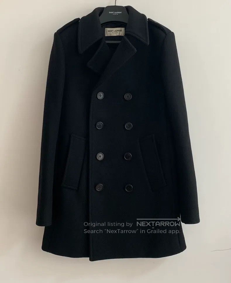 Saint Laurent Paris Saint Laurent Paris Black Double-breasted Navy Greatcoat Size US M / EU 48-50 / 2 - 1 Thumbnail