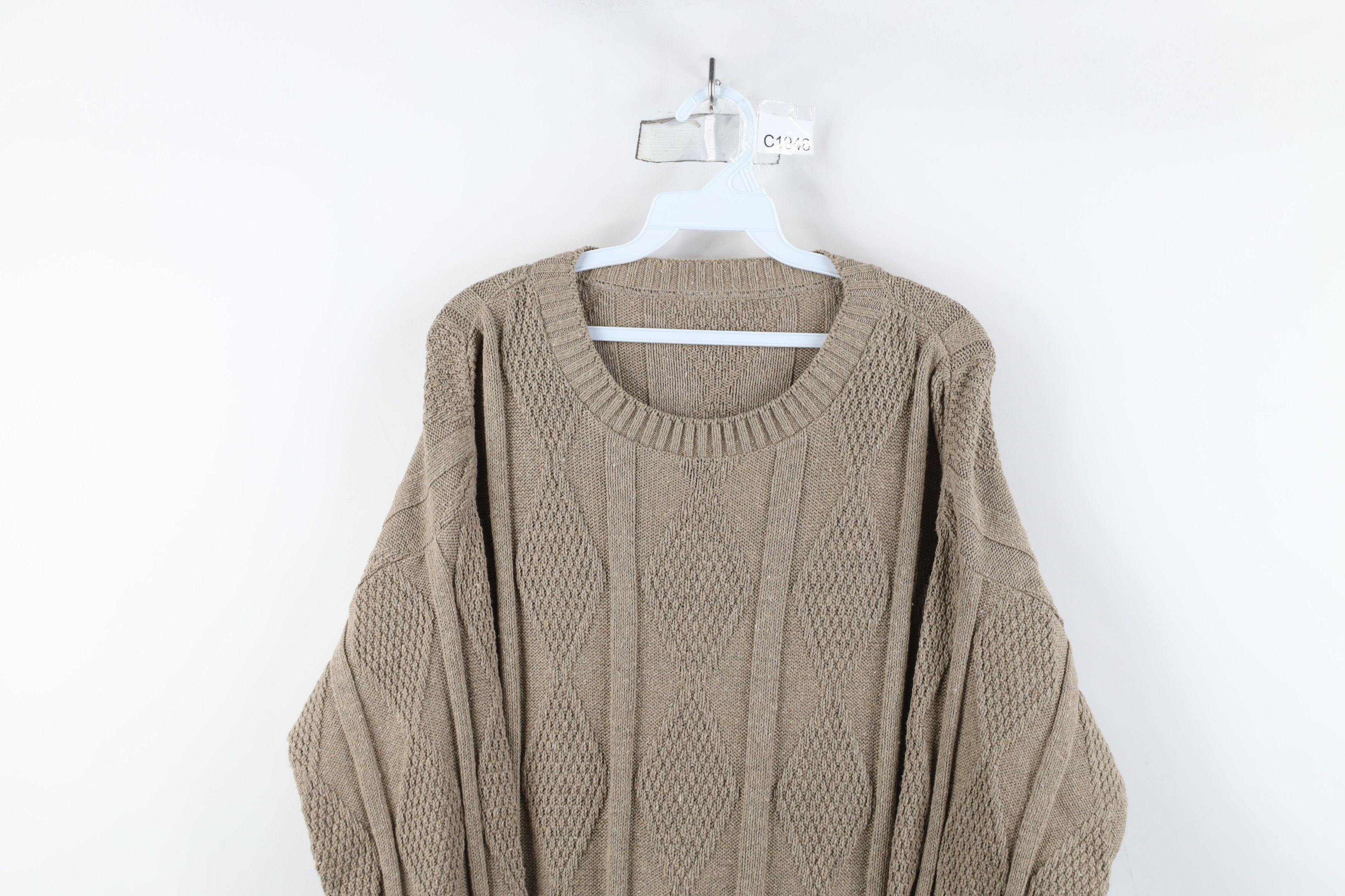 Vintage Vintage 90s Streetwear Argyle Diamond Ribbed Knit Sweater Size US M / EU 48-50 / 2 - 2 Thumbnail