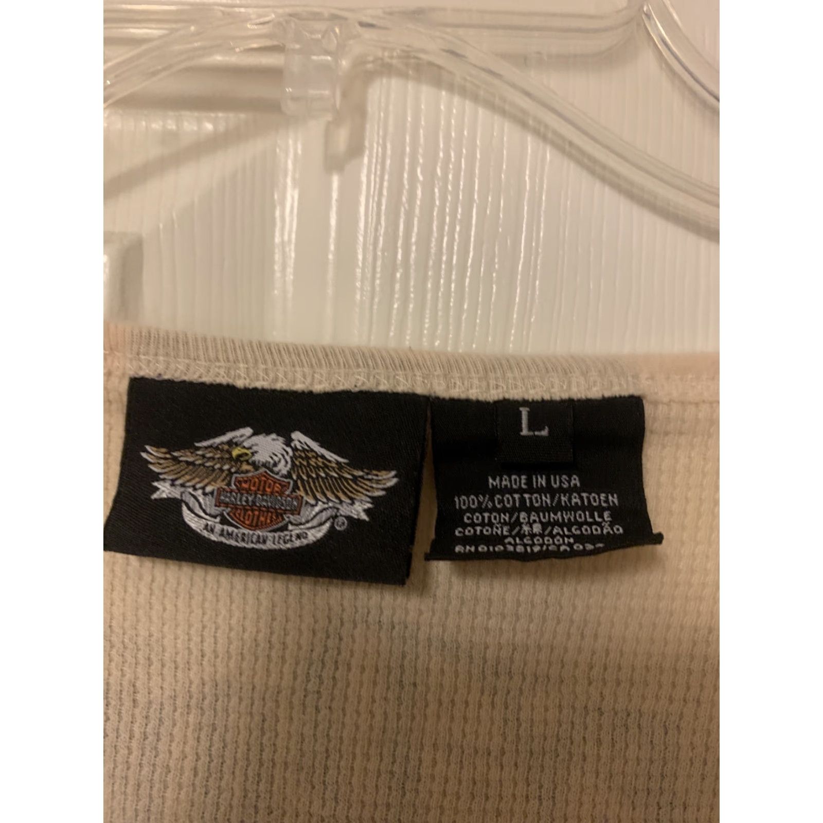 Harley Davidson VINTAGE Harley-Davidson Shirt Light Tan Long Sleeve 1/4 Button Up Women Large Womens Size L / US 10 / IT 46 - 3 Thumbnail