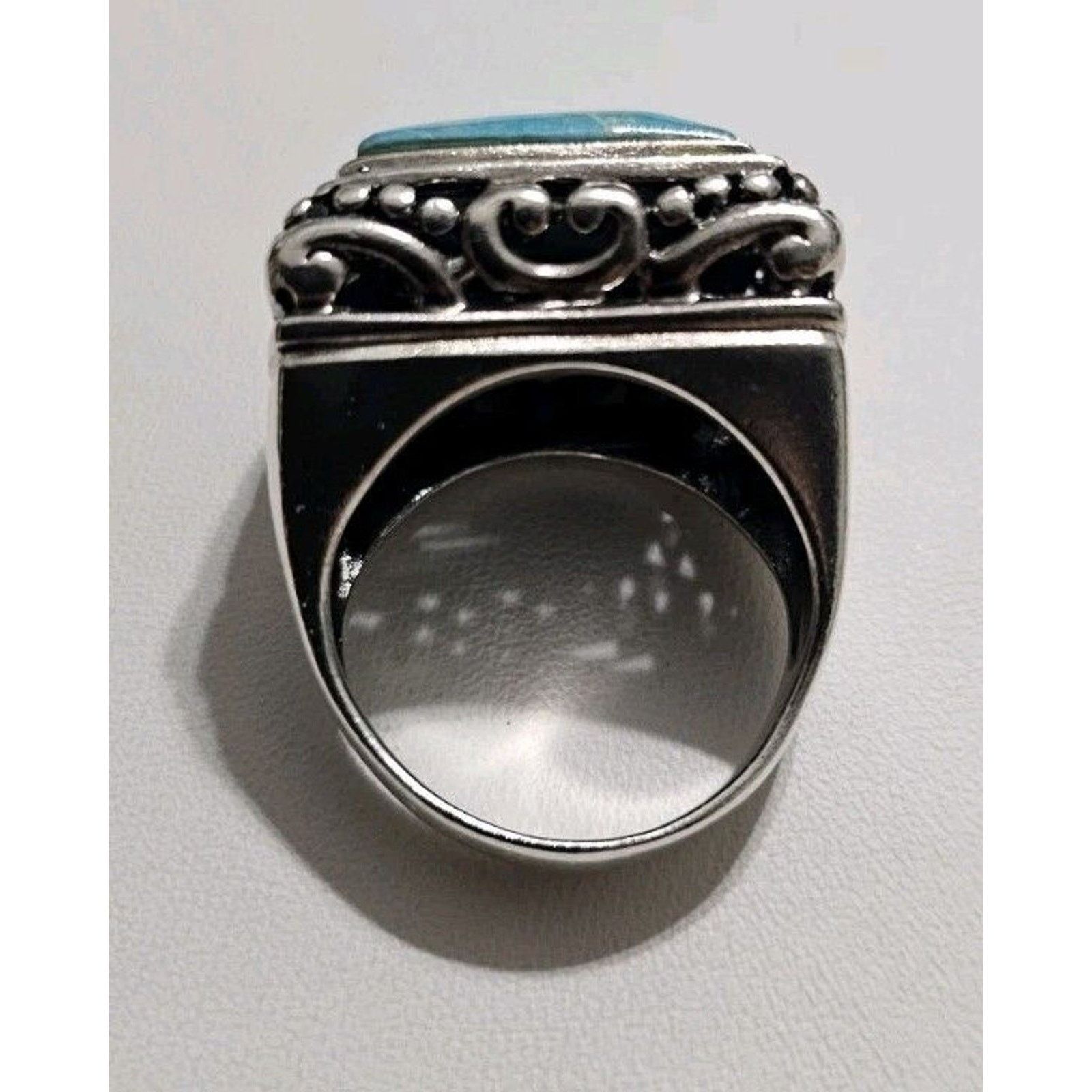 Other Sterling Silver Turquoise Filigree Dome Ring Size 7.5 Size ONE SIZE - 7 Thumbnail
