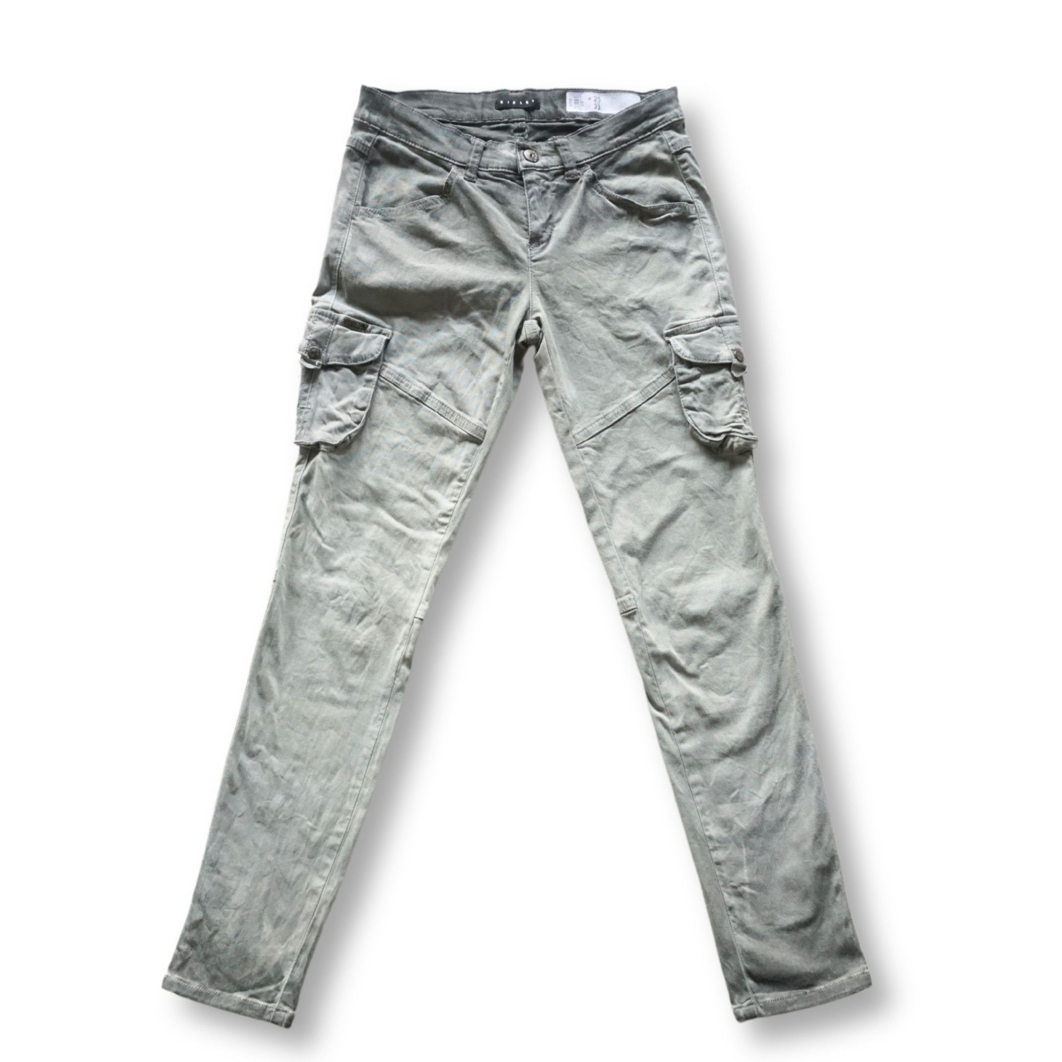 Benetton SISLEY Skinny Fit Oil-Stained Look Low-Rise Cargo Jeans Size 24" / US 00 / IT 34 - 1 Thumbnail