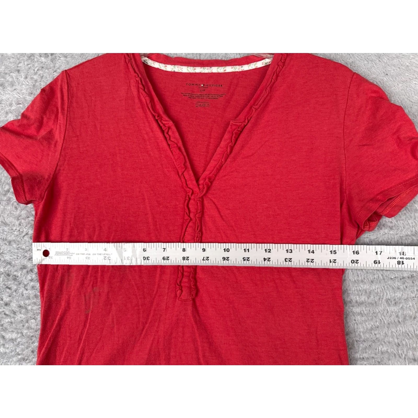 Tommy Hilfiger Tommy Hilfiger Womens T-Shirt Petite PXS Pink V-Neck Cotton Blend Casual Sports Size XS / US 0-2 / IT 36-38 - 7 Thumbnail