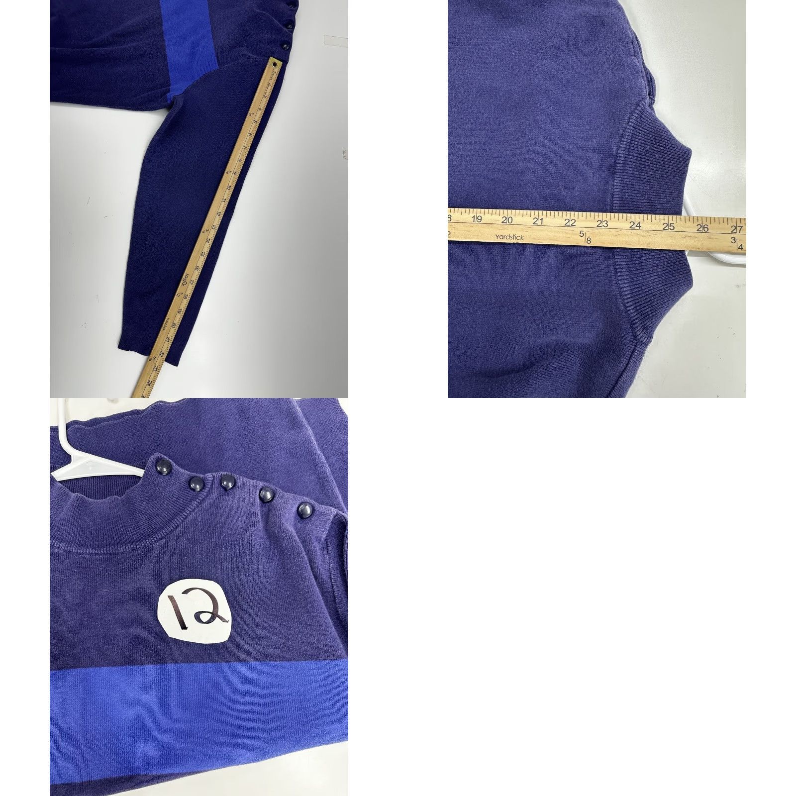 Ralph Lauren VINTAGE Polo by Ralph Lauren Womens Top L Blue Mock Neck Long Sleeve Polo by Ralph Lauren Size L / US 10 / IT 46 - 8 Thumbnail