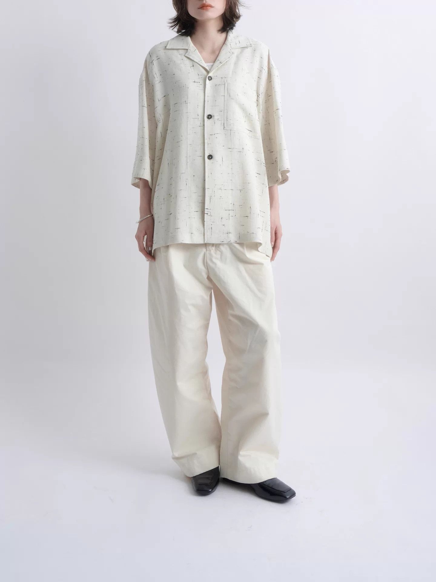 Bottega Veneta BV Vintage Cream White Crosshatch Boxy Short Sleeve Shirt Size US M / EU 48-50 / 2 - 4 Thumbnail