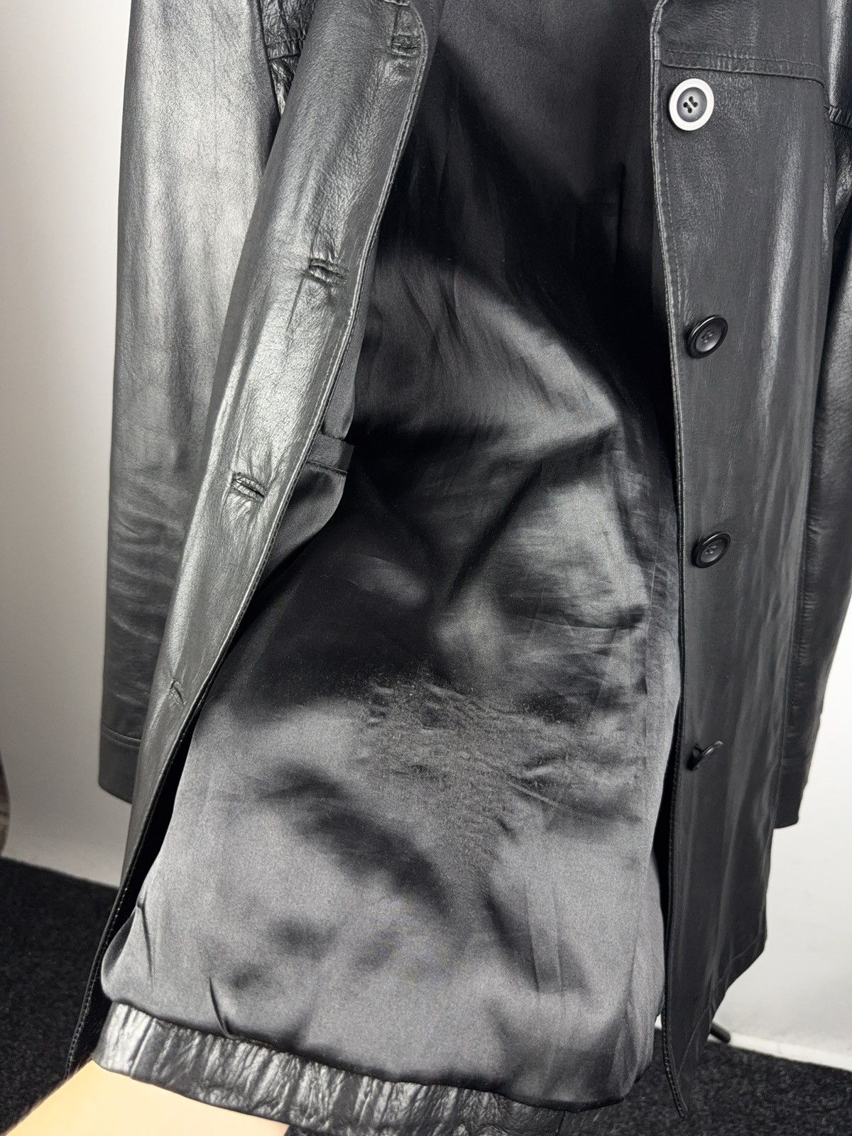 Leather × Vintage Vintage Leather Coat Minimal Black Blazer Jacket Y2K 90s Size M / US 6-8 / IT 42-44 - 8 Thumbnail