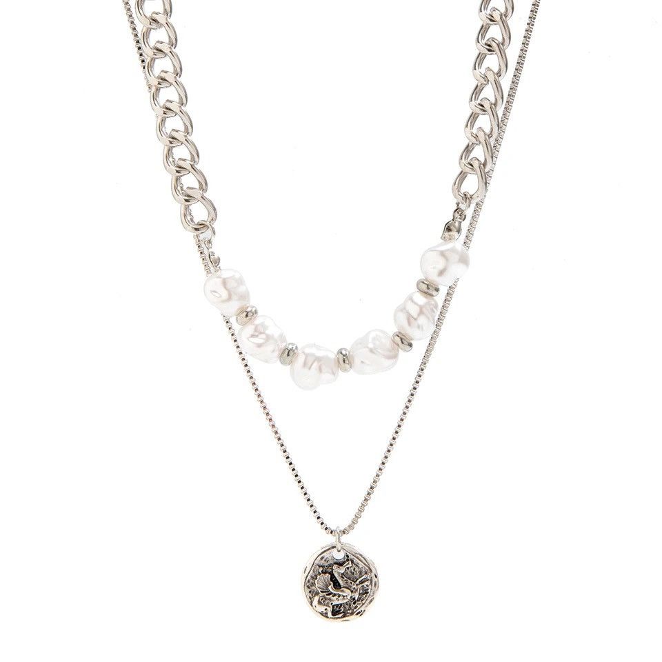 Jewelry Vintage Imitation Pearl Cuban Chain Choker Necklace Size ONE SIZE - 5 Thumbnail
